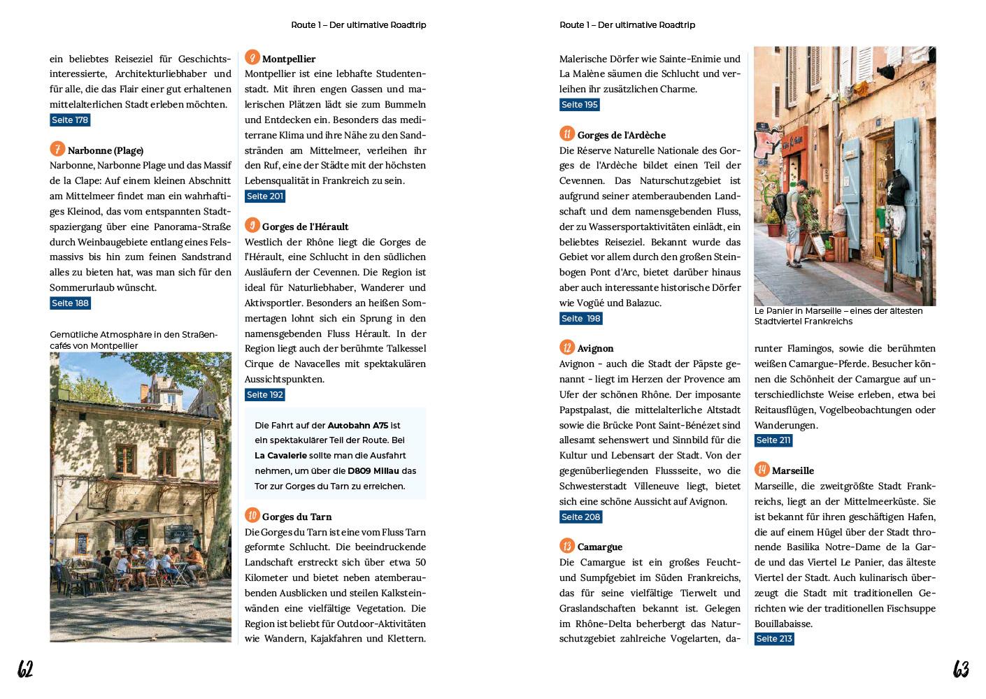 Beispielinhalt (Bild) Reise Know-How Roadtrip Handbuch Südfrankreich & Norditalien