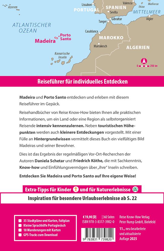 Rückseitencover Reise Know-How Reiseführer Madeira und Porto Santo mit 18 Wanderungen inklusive Inselfaltplan