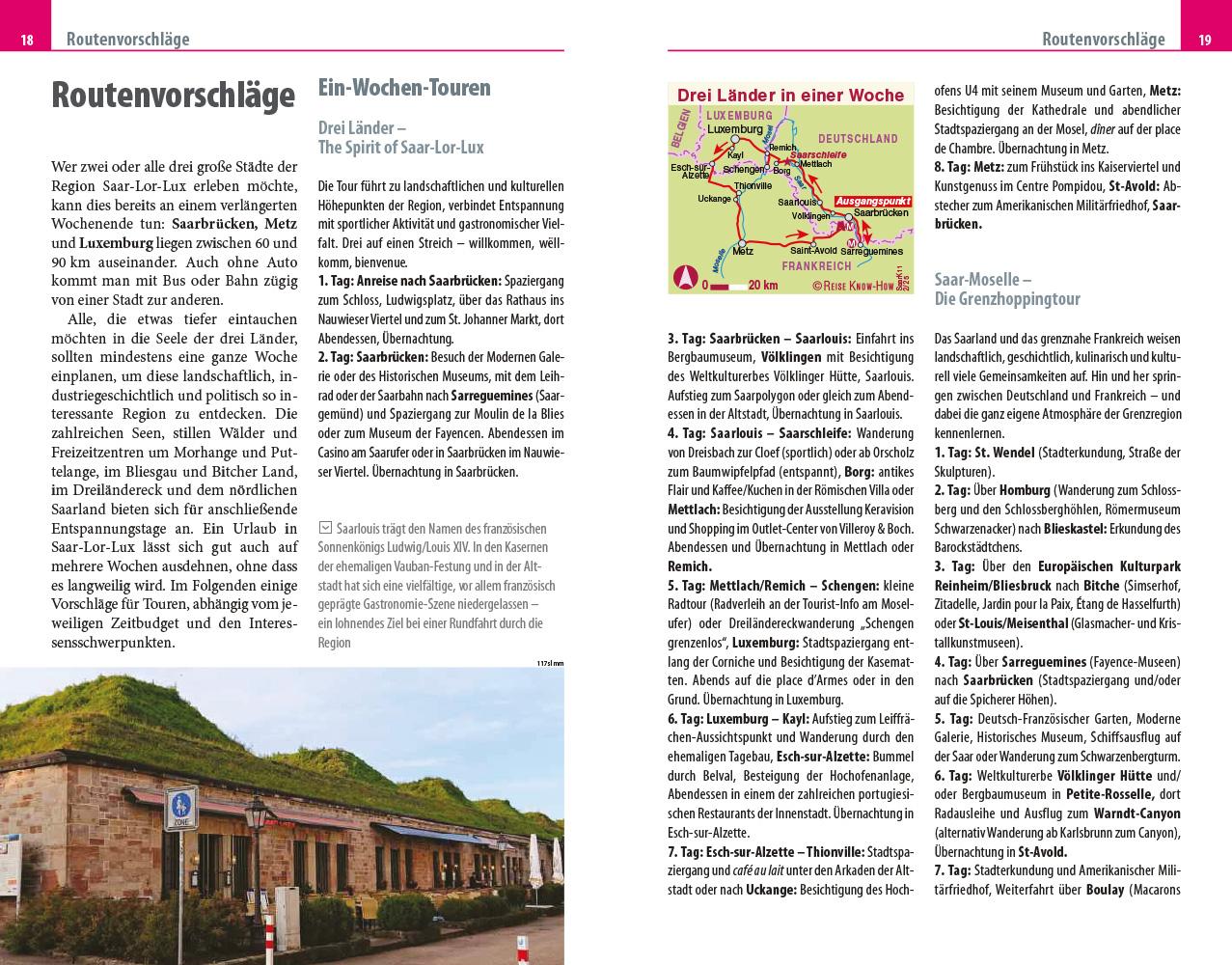 Beispielinhalt (Bild) Reise Know-How Reiseführer Saar-Lor-Lux - Dreiländereck Saarland, Lothringen, Luxemburg