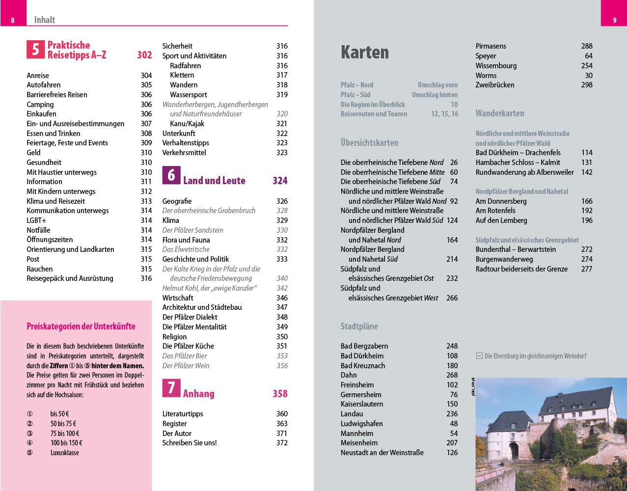 Beispielinhalt (Bild) Reise Know-How Reiseführer Pfalz