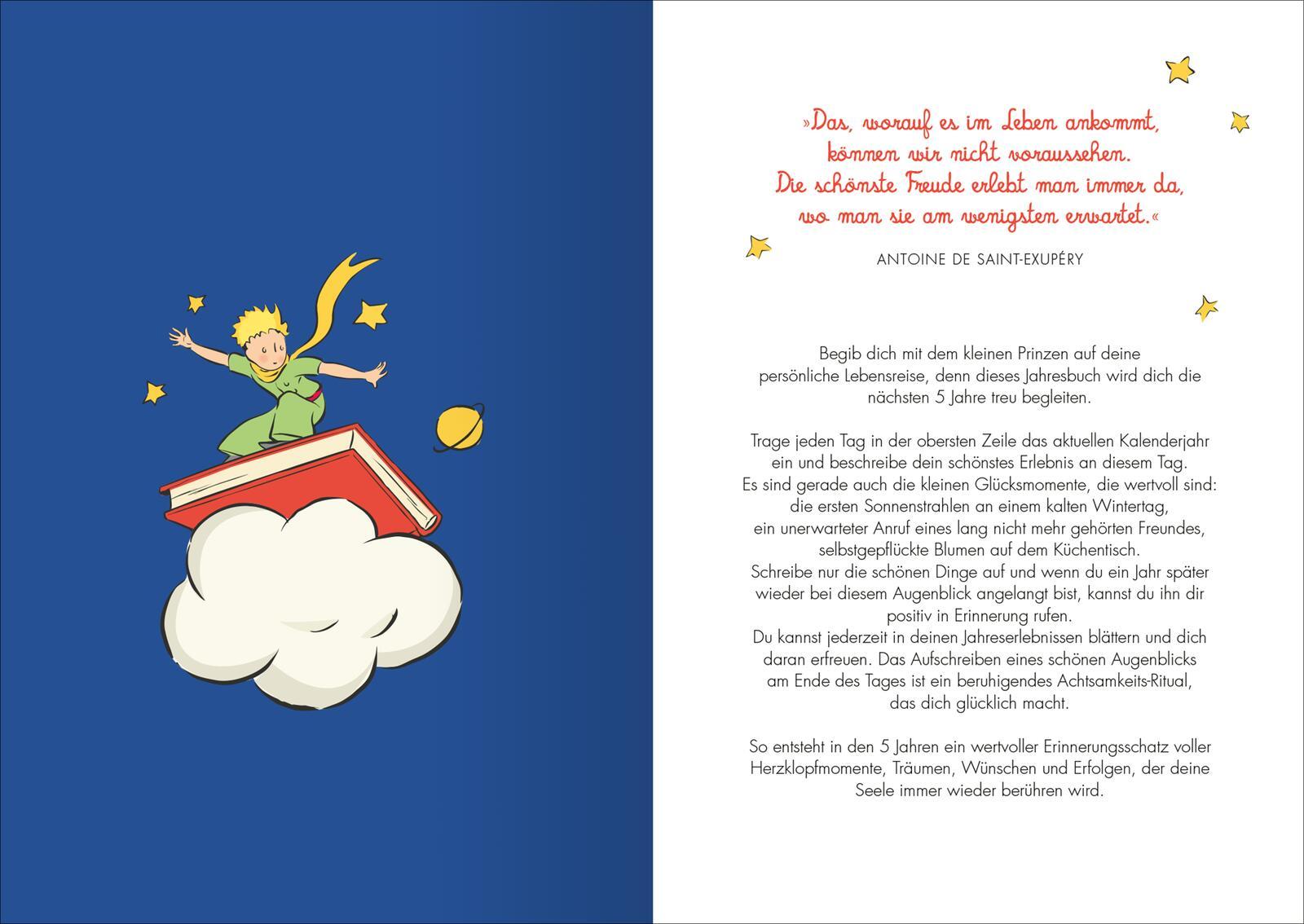 Beispielinhalt (Bild) Der Kleine Prinz 5 Jahresbuch