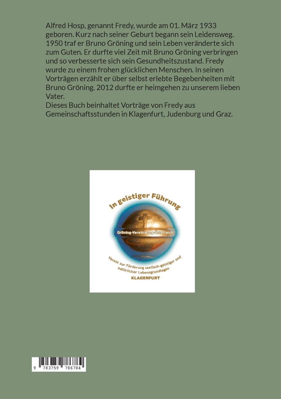 Rückseitencover Alfred Hosp ein guter Freund von Bruno Gröning