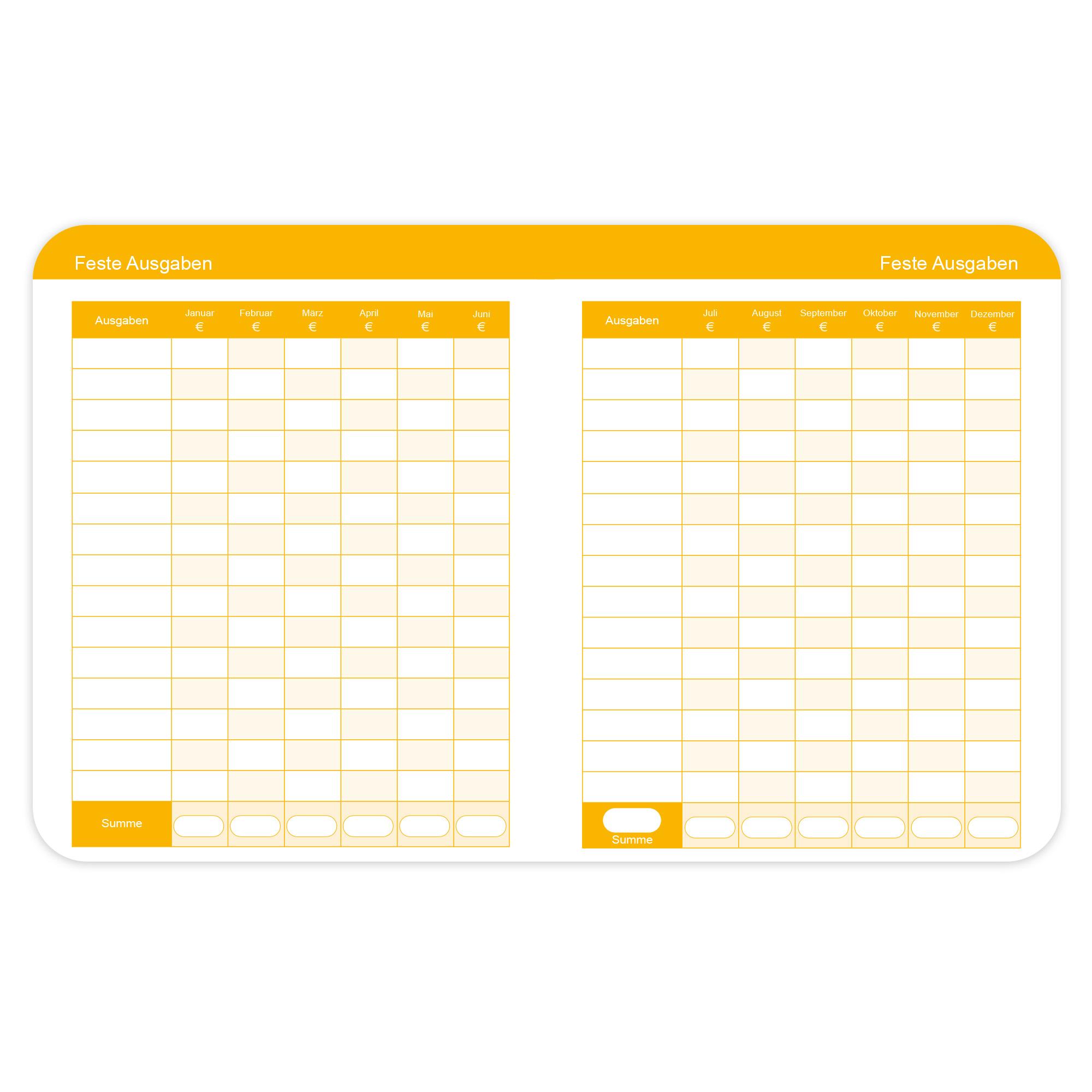 Beispielinhalt (Bild) Mein Haushaltsbuch: Eintragbuch mit Reißverschluss