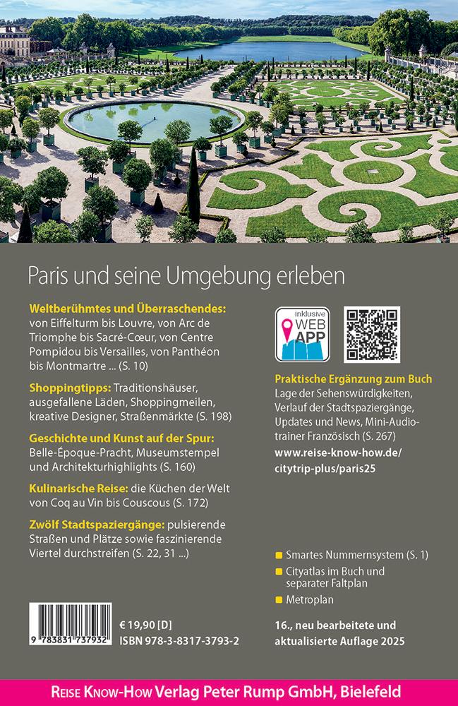 Rückseitencover Reise Know-How Reiseführer Paris (CityTrip PLUS)