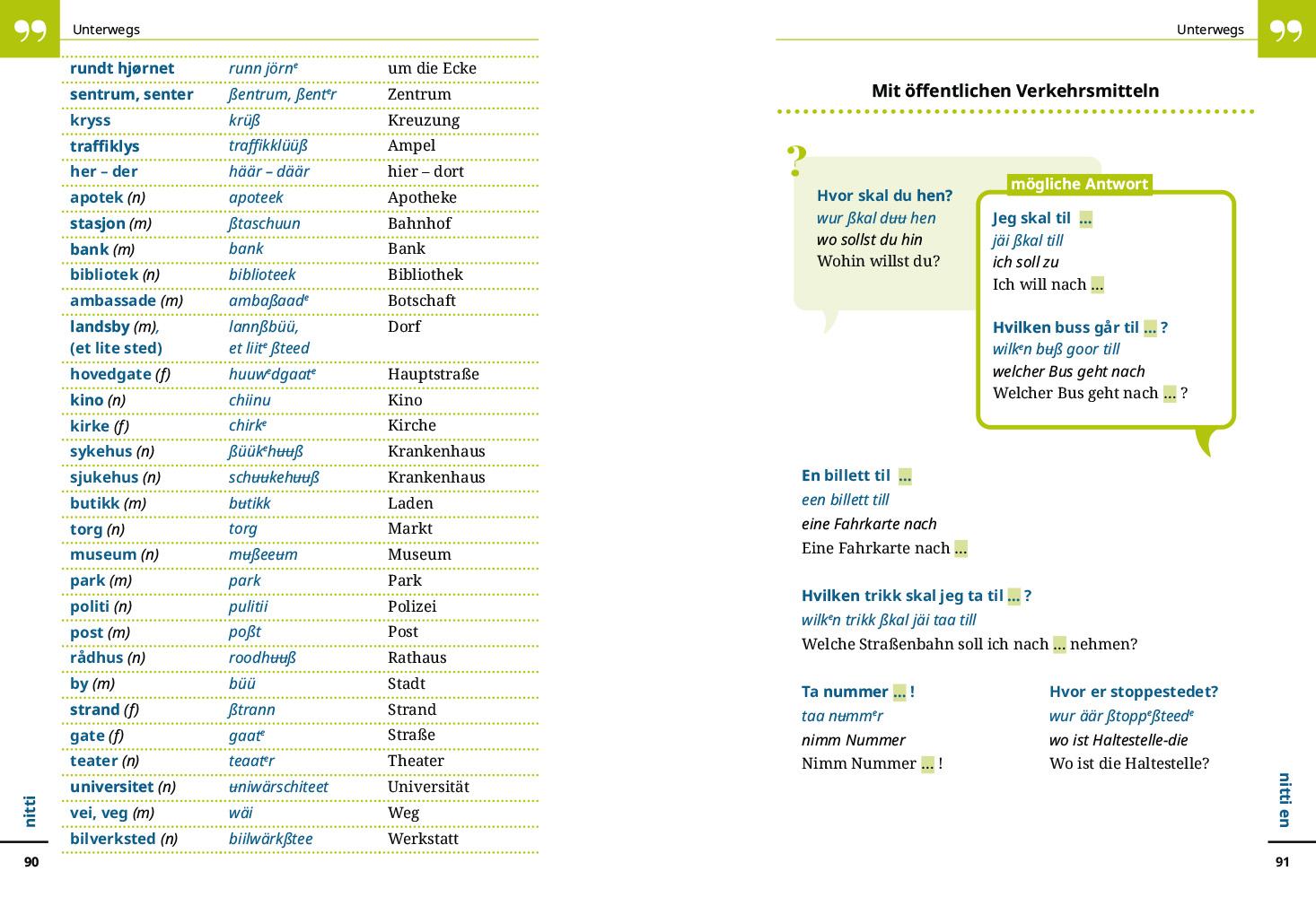 Beispielinhalt (Bild) Reise Know-How Sprachführer Norwegisch - Wort für Wort