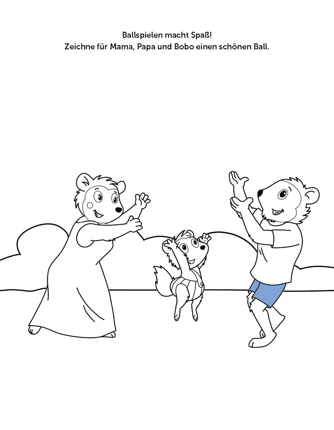 Beispielinhalt (Bild) Bobo Siebenschläfer Malbuch mit Schablone. Zeichnen und Malen für Kinder ab 4 Jahren