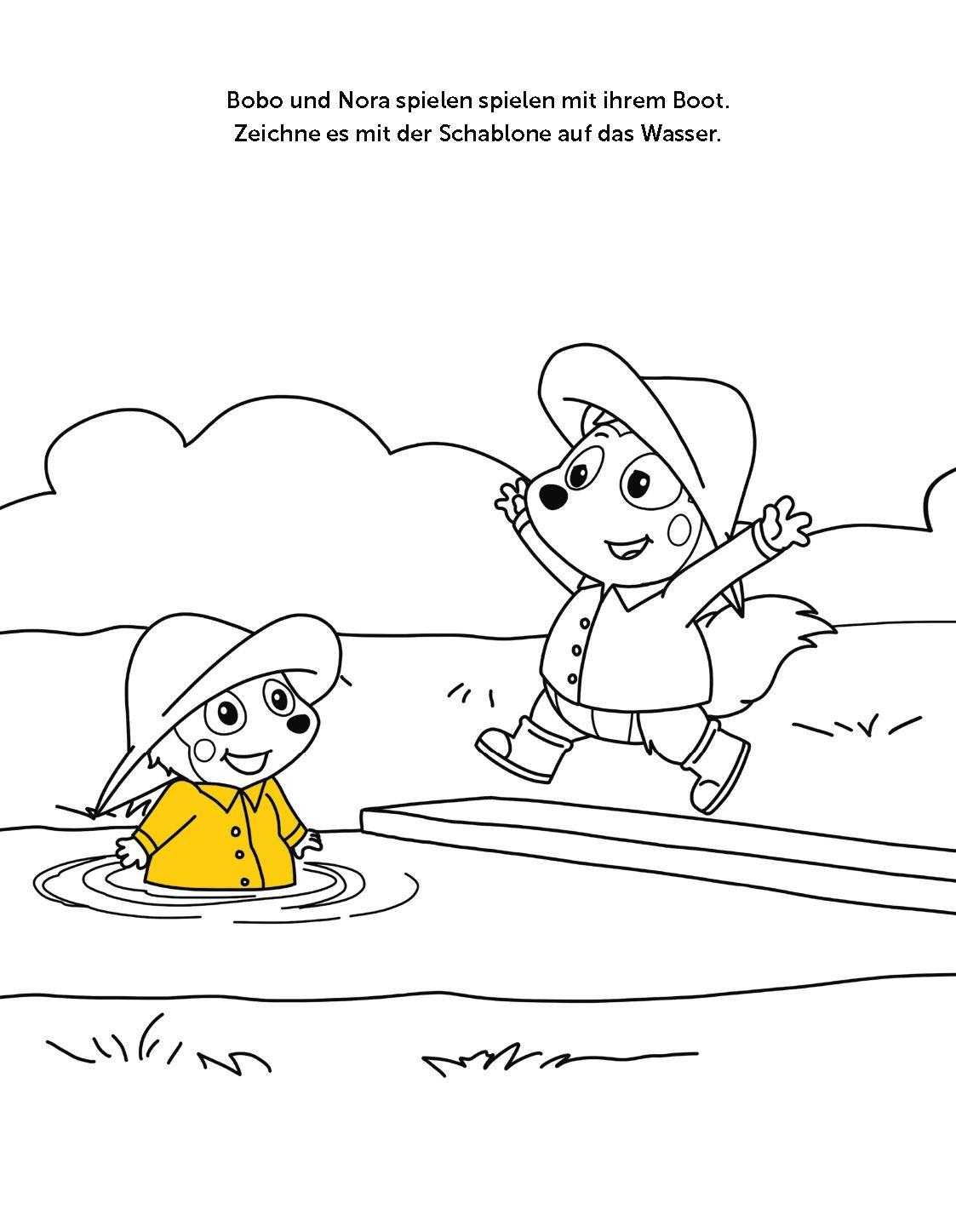 Beispielinhalt (Bild) Bobo Siebenschläfer Malbuch mit Schablone. Zeichnen und Malen für Kinder ab 4 Jahren