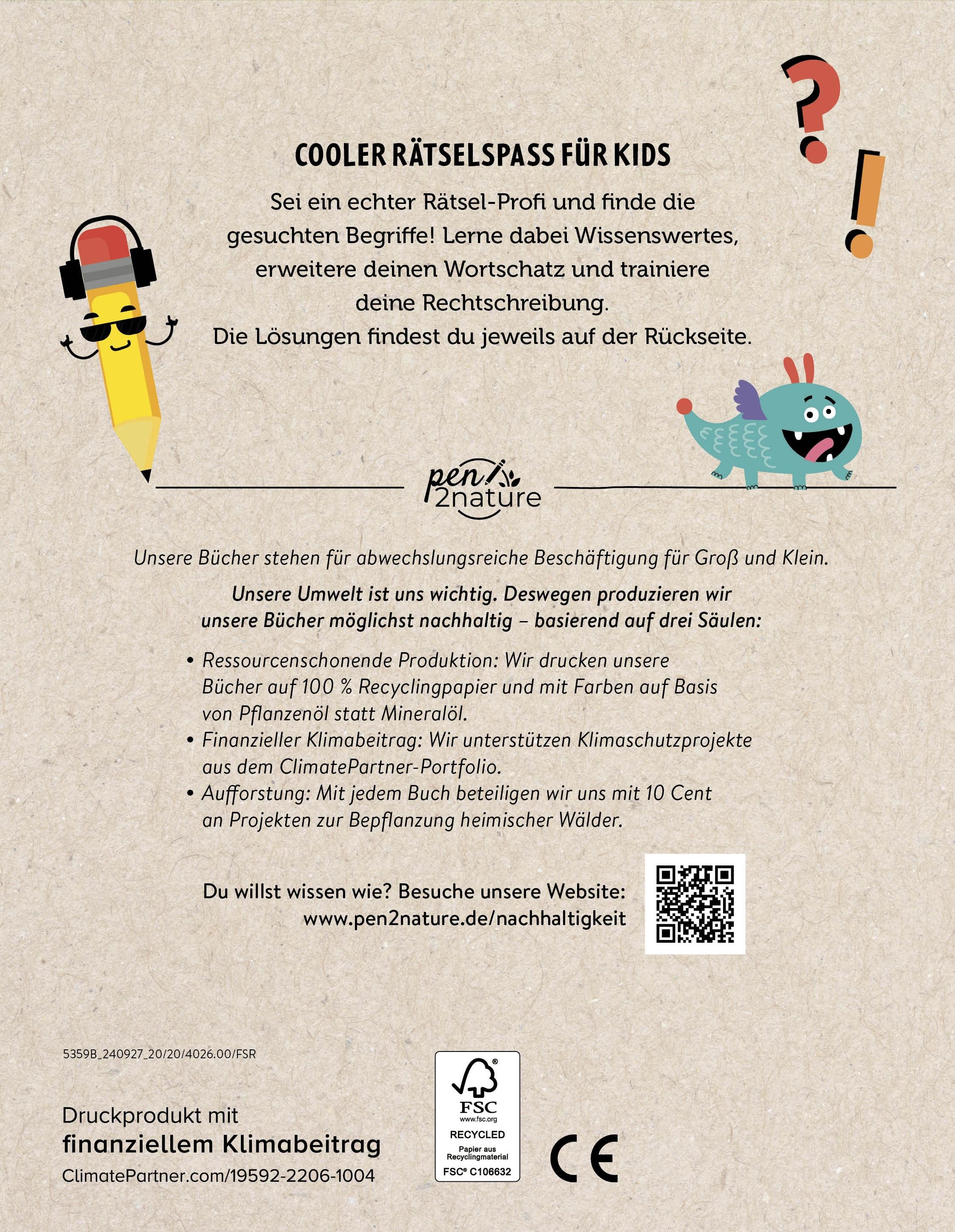 Rückseitencover Kreuzworträtsel ab 10 Jahren. Knobeln und Rätseln für Kinder