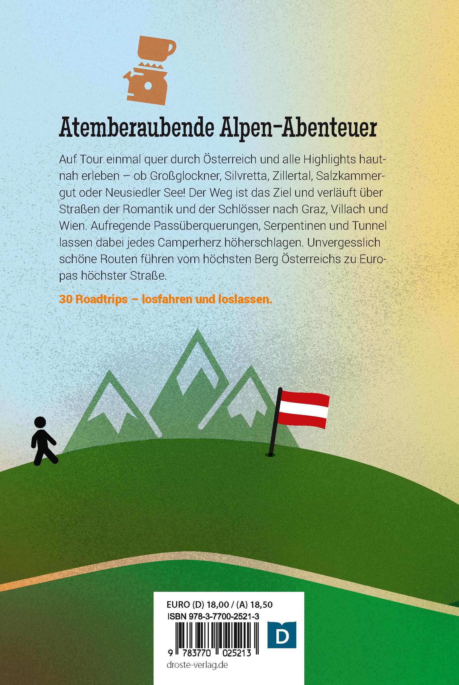 Rückseitencover Österreich. 30 Campertouren, die man einmal im Leben gemacht haben muss