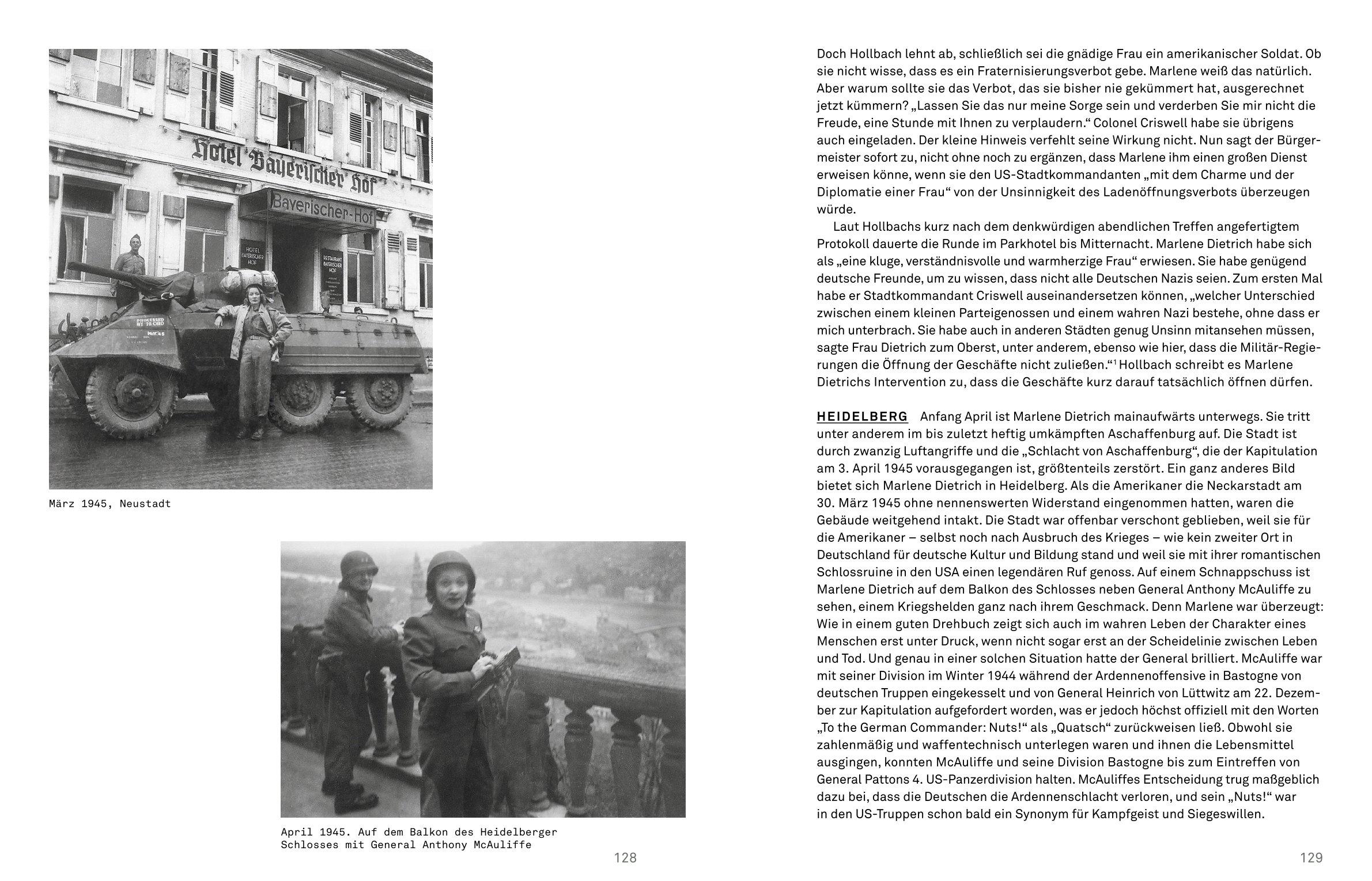 Beispielinhalt (Bild) Marlene Dietrich an der Front