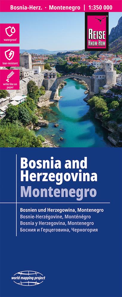 Vorderes Coverbild Reise Know-How Landkarte Bosnien-Herzegowina, Montenegro / Bosnia and Herzegovina, Montenegro (1:350.000)