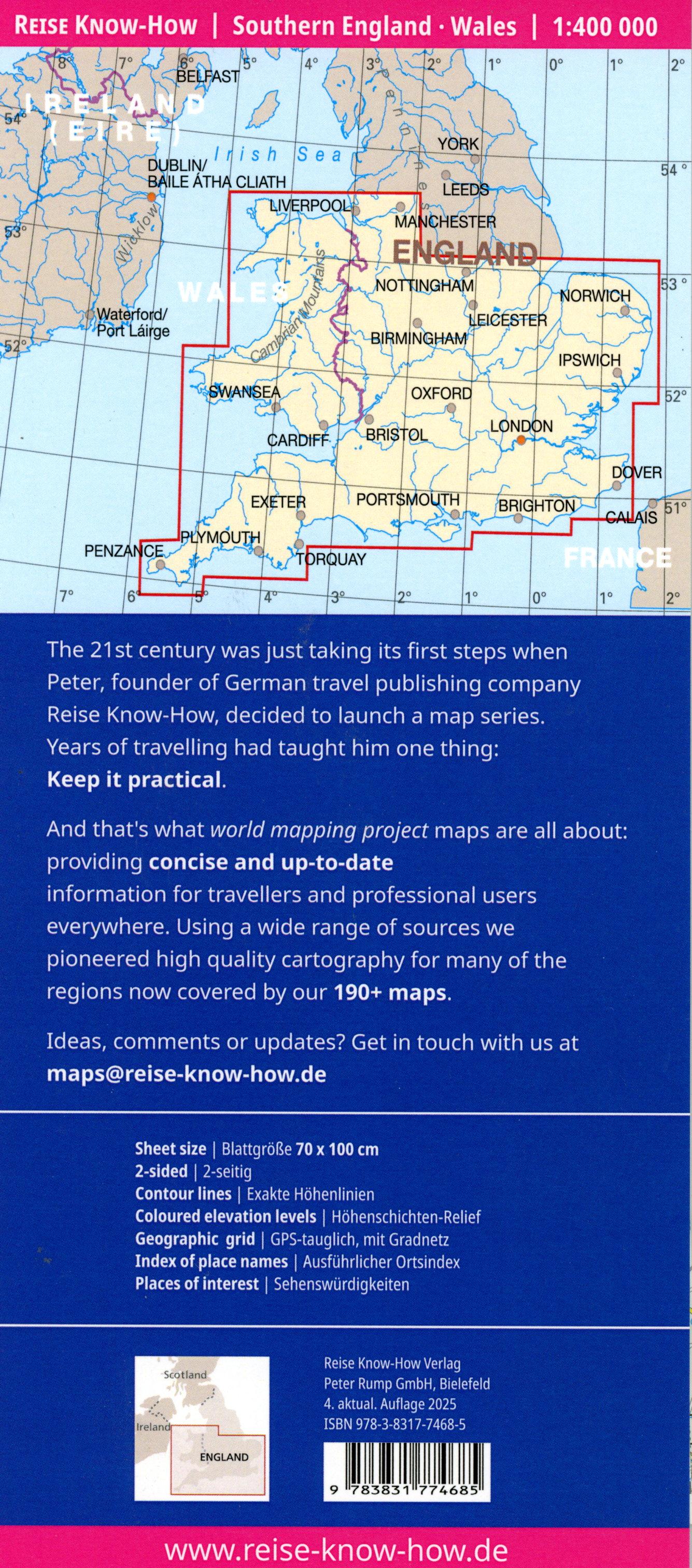 Beispielinhalt (Bild) Reise Know-How Landkarte Südengland, Wales | Southern England, Wales (1:400.000)