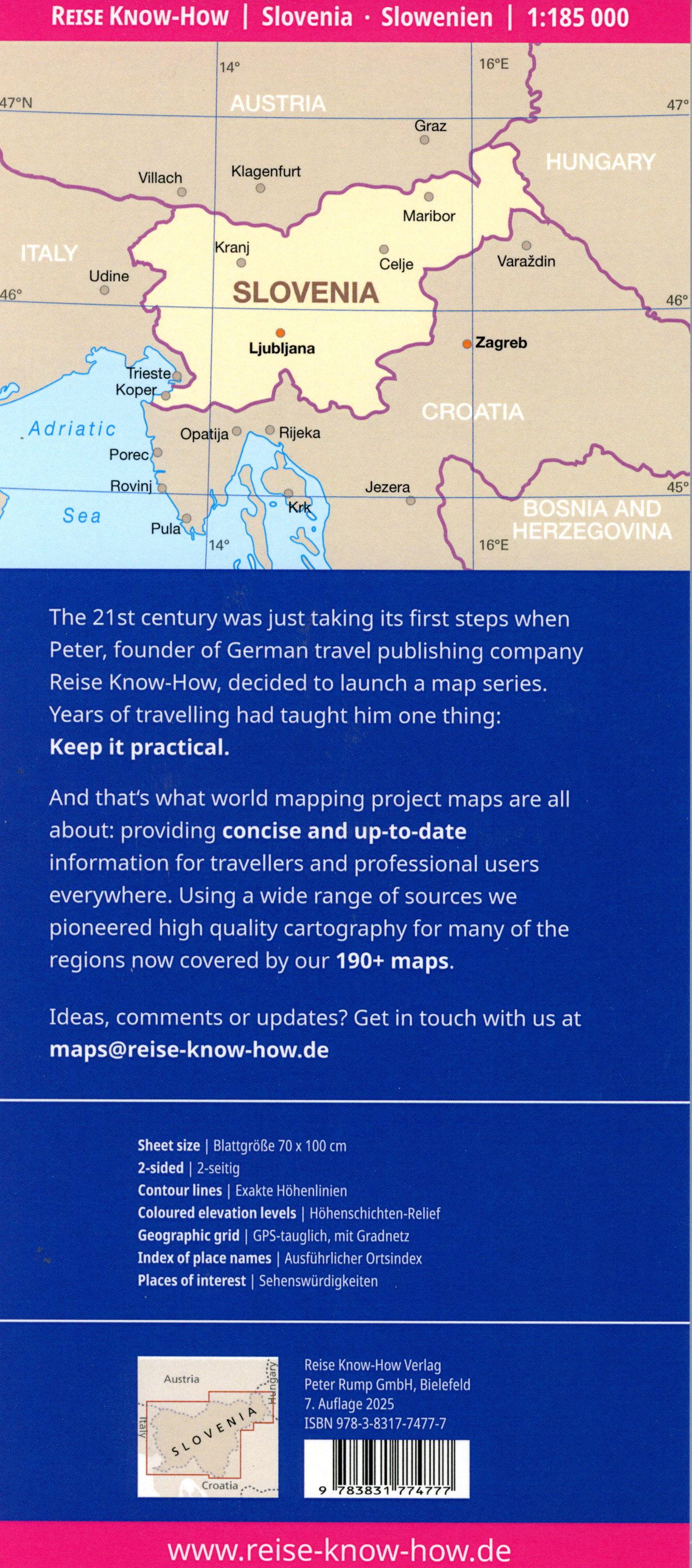 Beispielinhalt (Bild) Reise Know-How Landkarte Slowenien / Slovenia (1:185.000)
