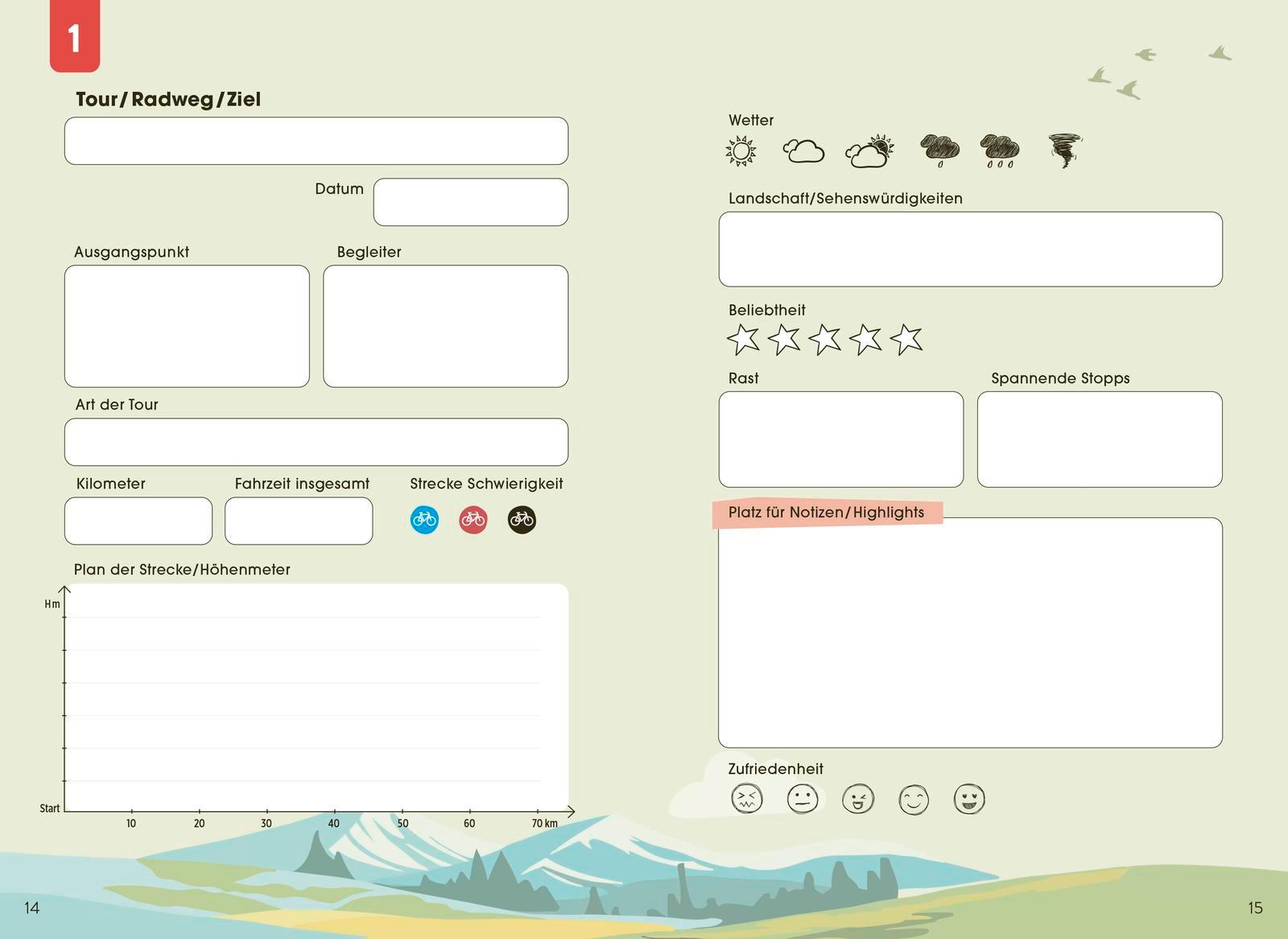 Beispielinhalt (Bild) Mein Fahrradtouren-Buch (modern)