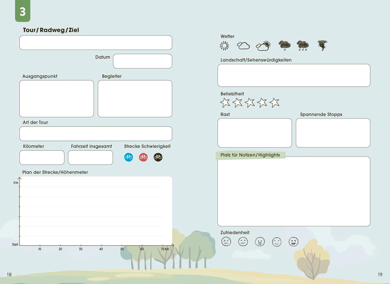 Beispielinhalt (Bild) Mein Fahrradtouren-Buch (modern)