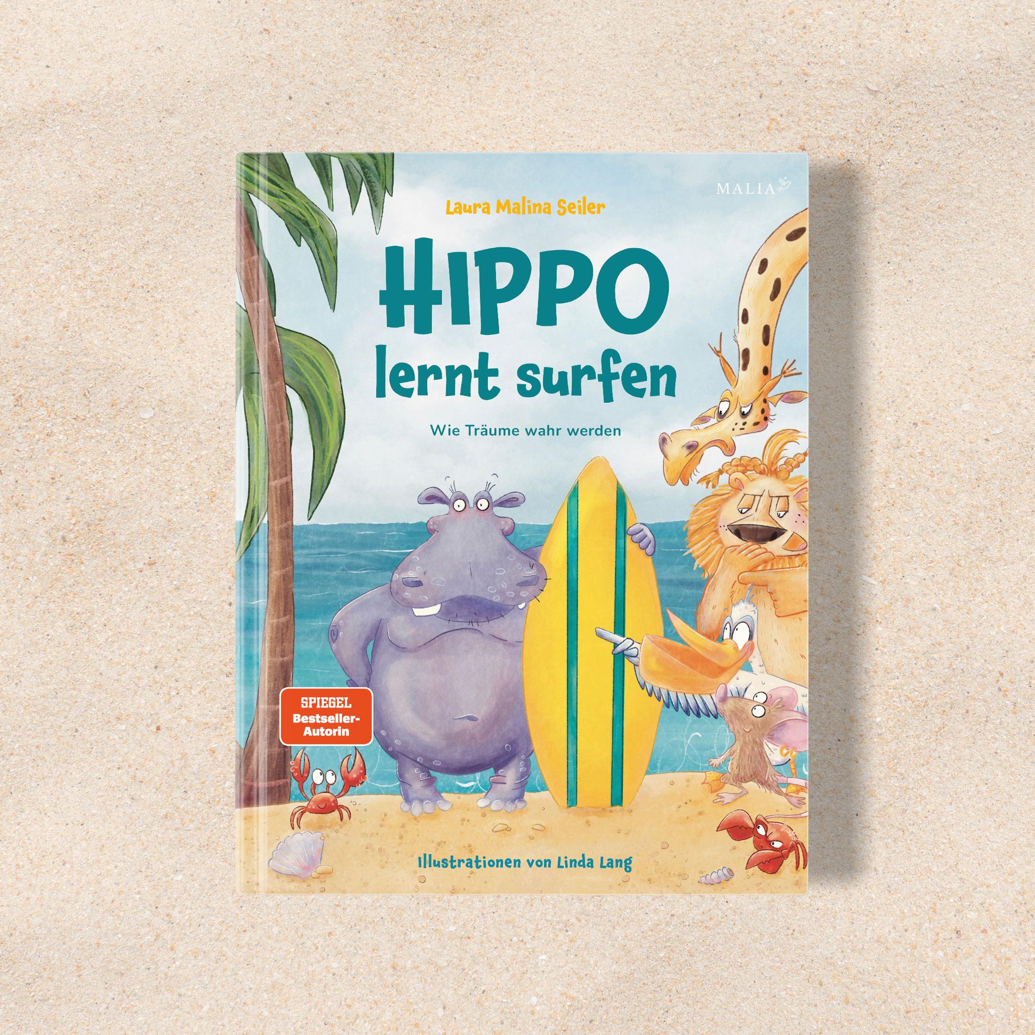 Beispielinhalt (Bild) Hippo lernt Surfen - Wie Träume wahr werden