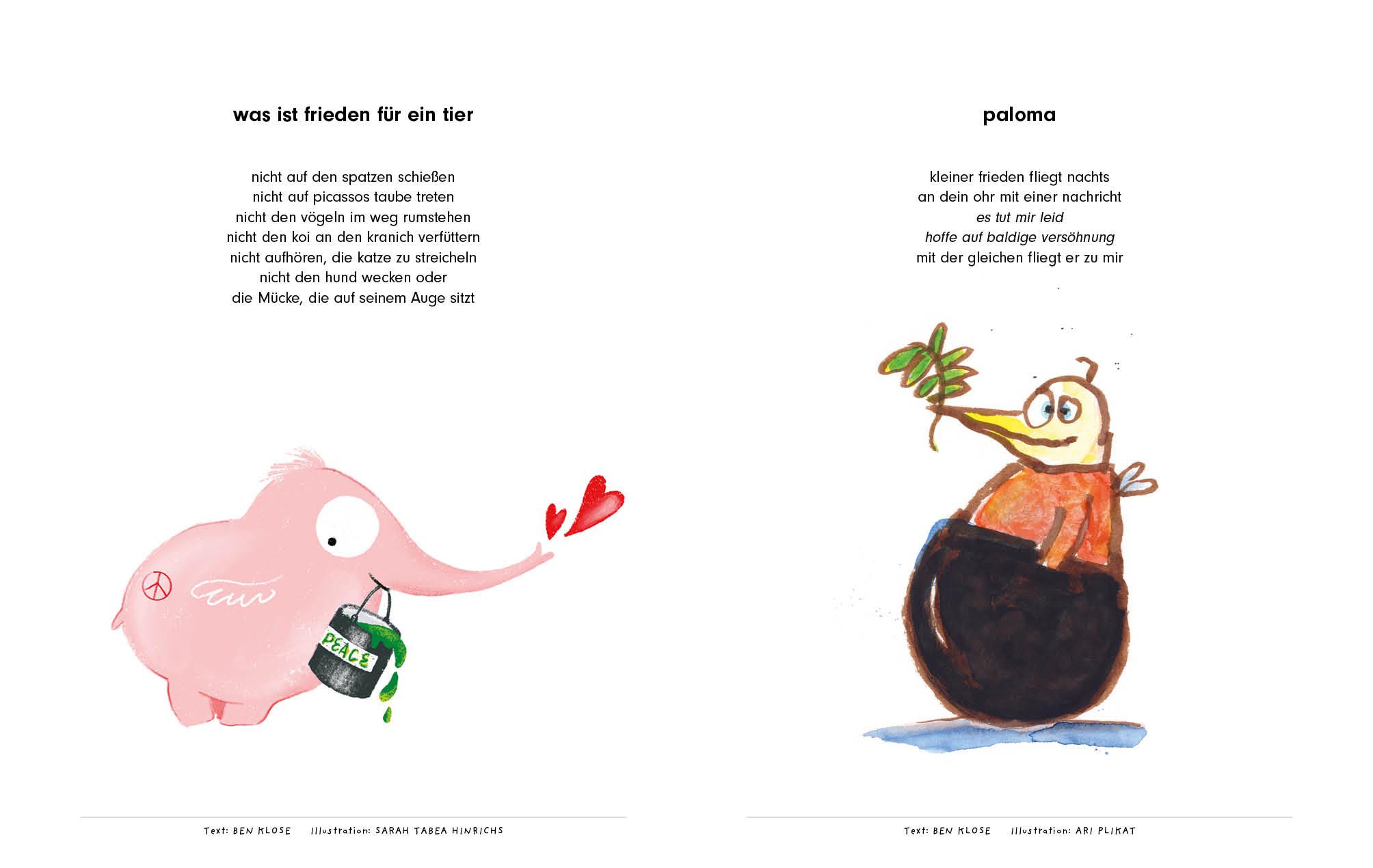Beispielinhalt (Bild) Das Friedenstier - Mit Stift und Flügeln für den Frieden