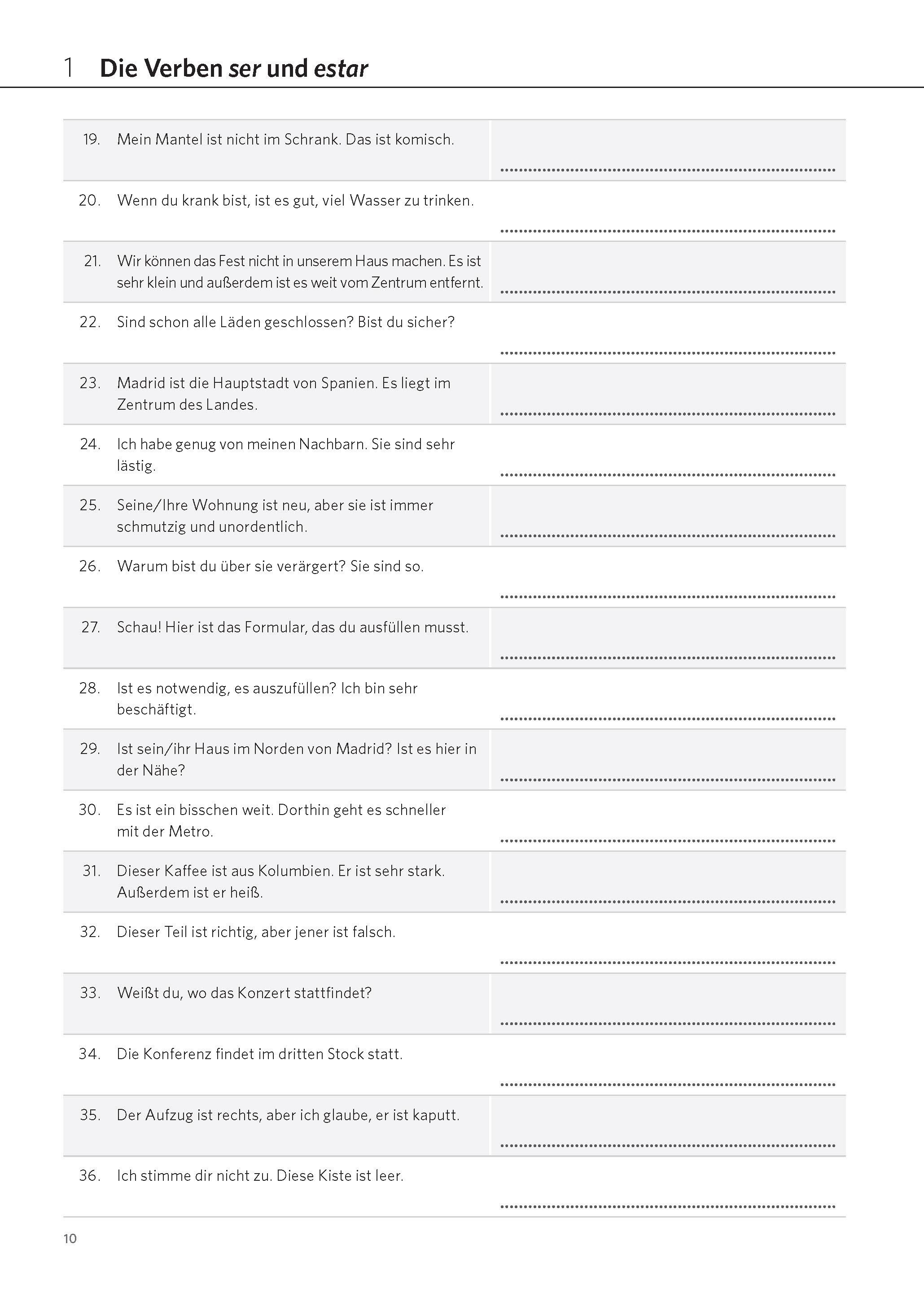 Beispielinhalt (Bild) PONS Satz für Satz Spanisch A2. Grammatik üben mit der Übersetzungsmethode