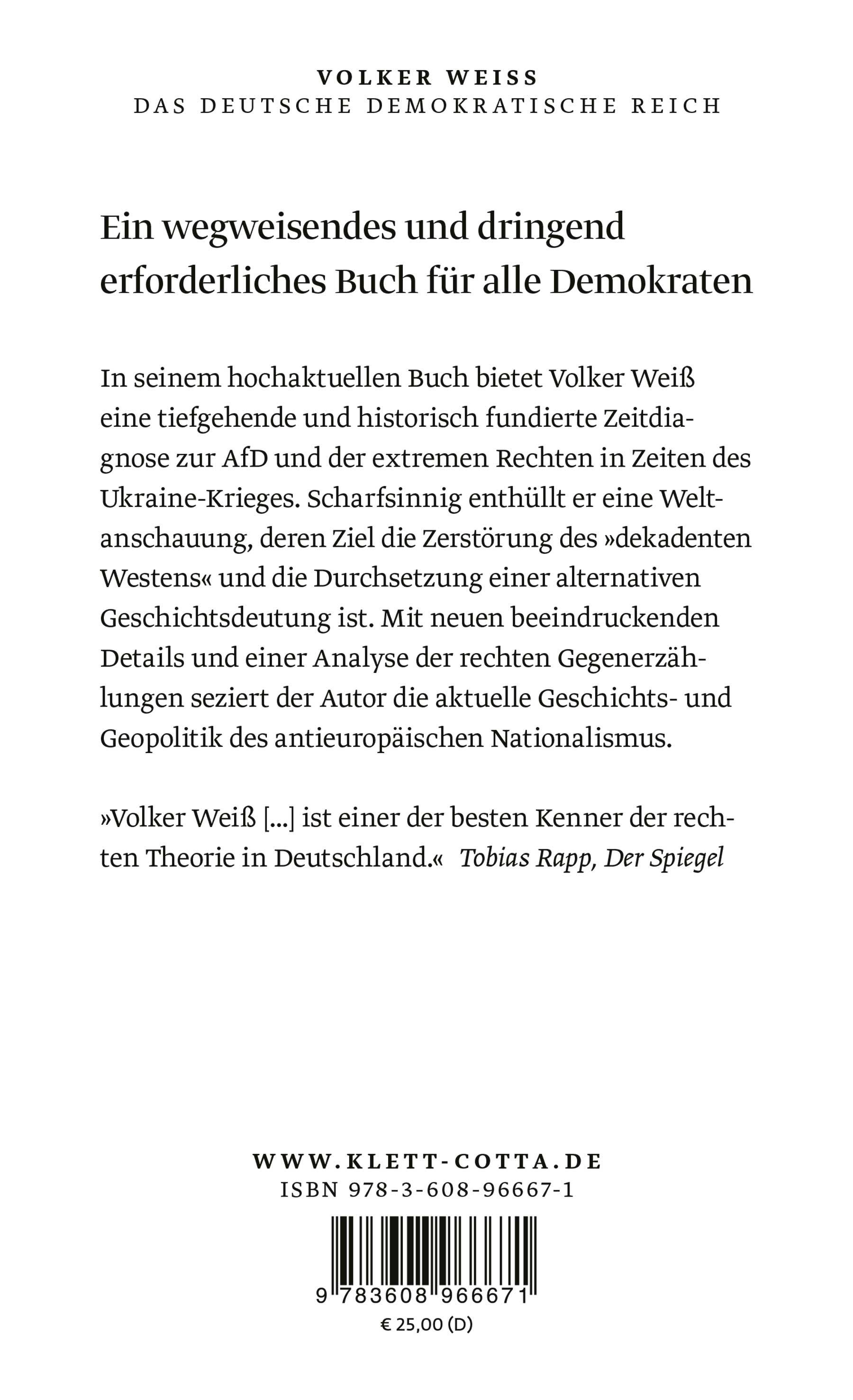 Rückseitencover Das Deutsche Demokratische Reich