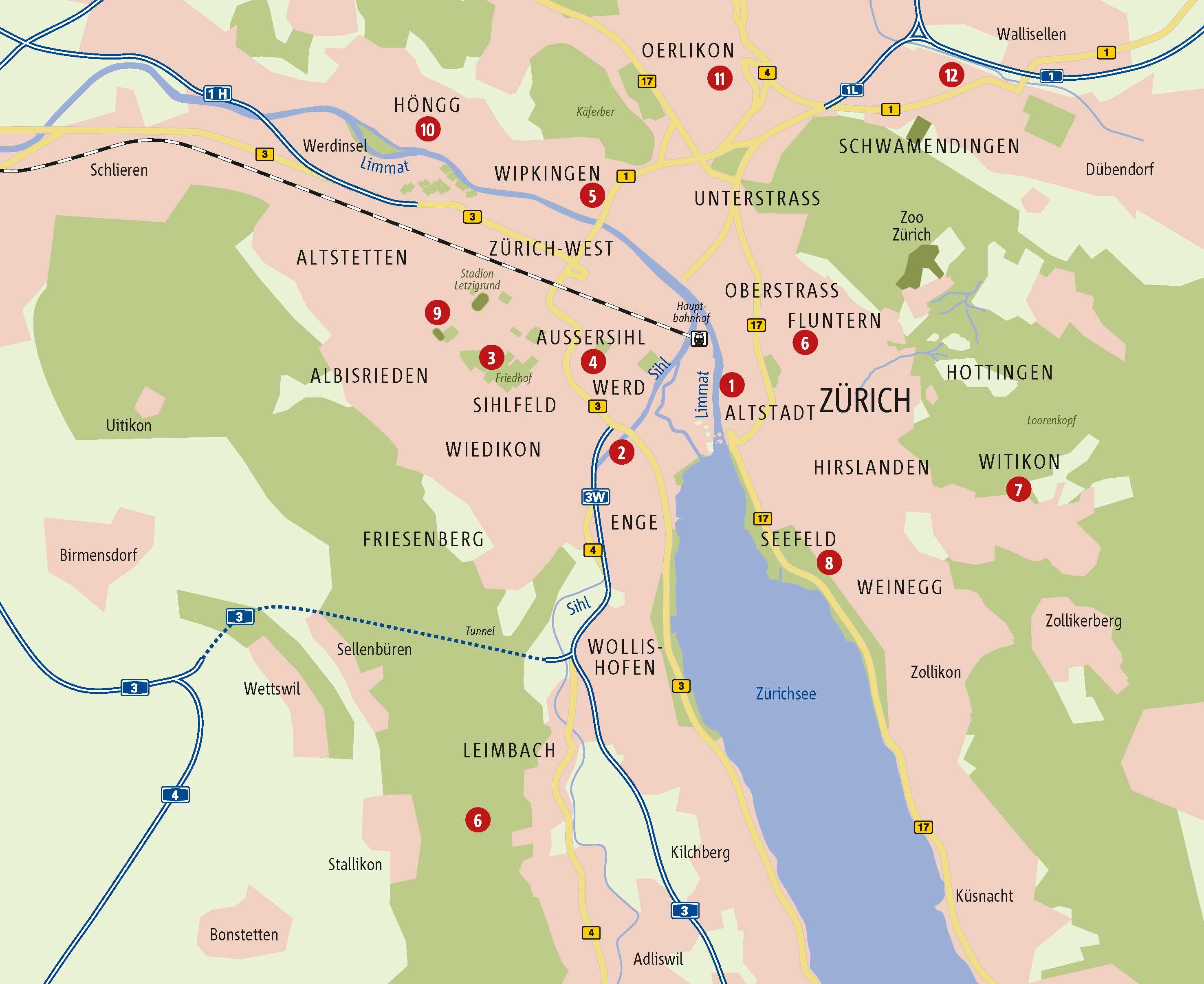 Beispielinhalt (Bild) Zu Fuß durch Zürich