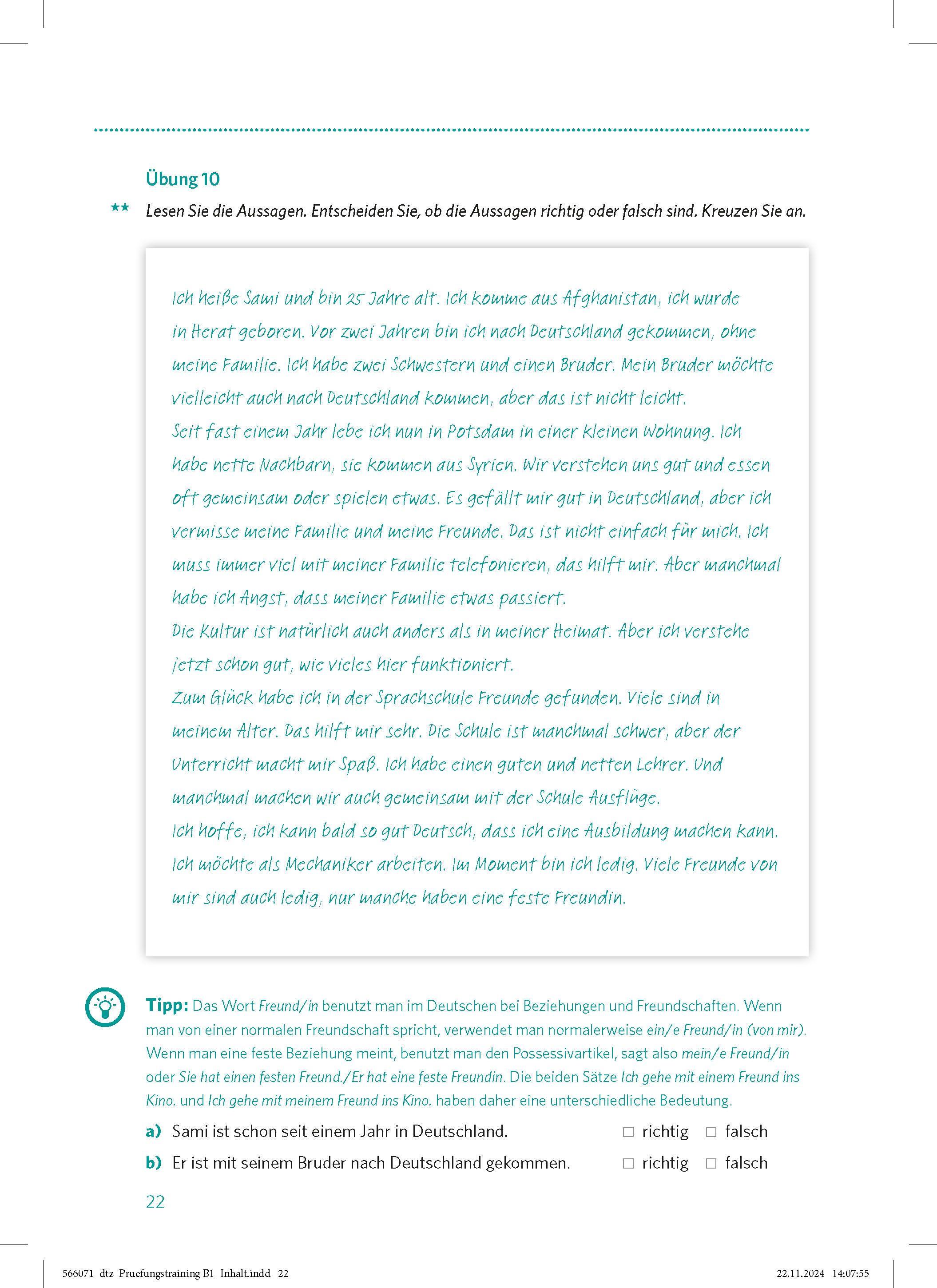 Beispielinhalt (Bild) PONS Prüfungstraining Deutsch-Test für Zuwanderer