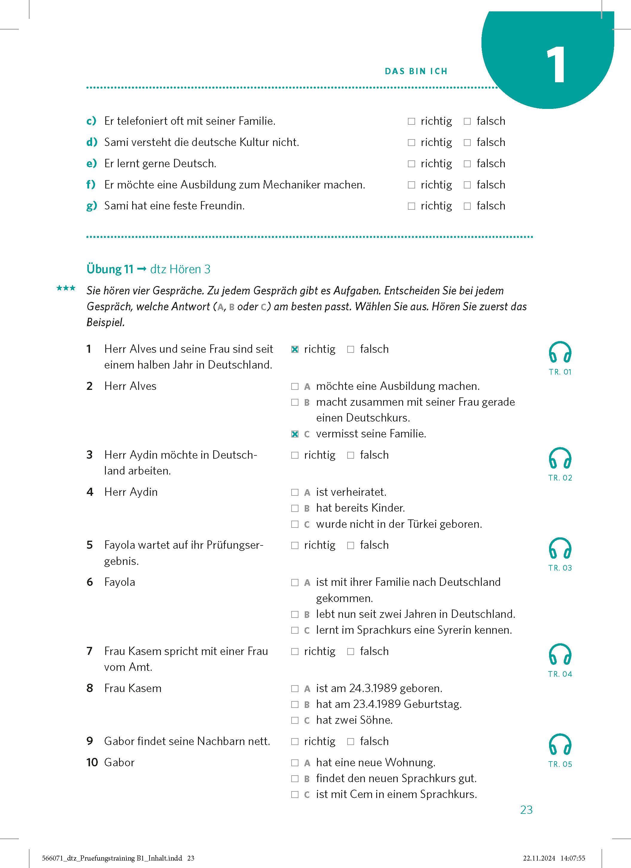 Beispielinhalt (Bild) PONS Prüfungstraining Deutsch-Test für Zuwanderer