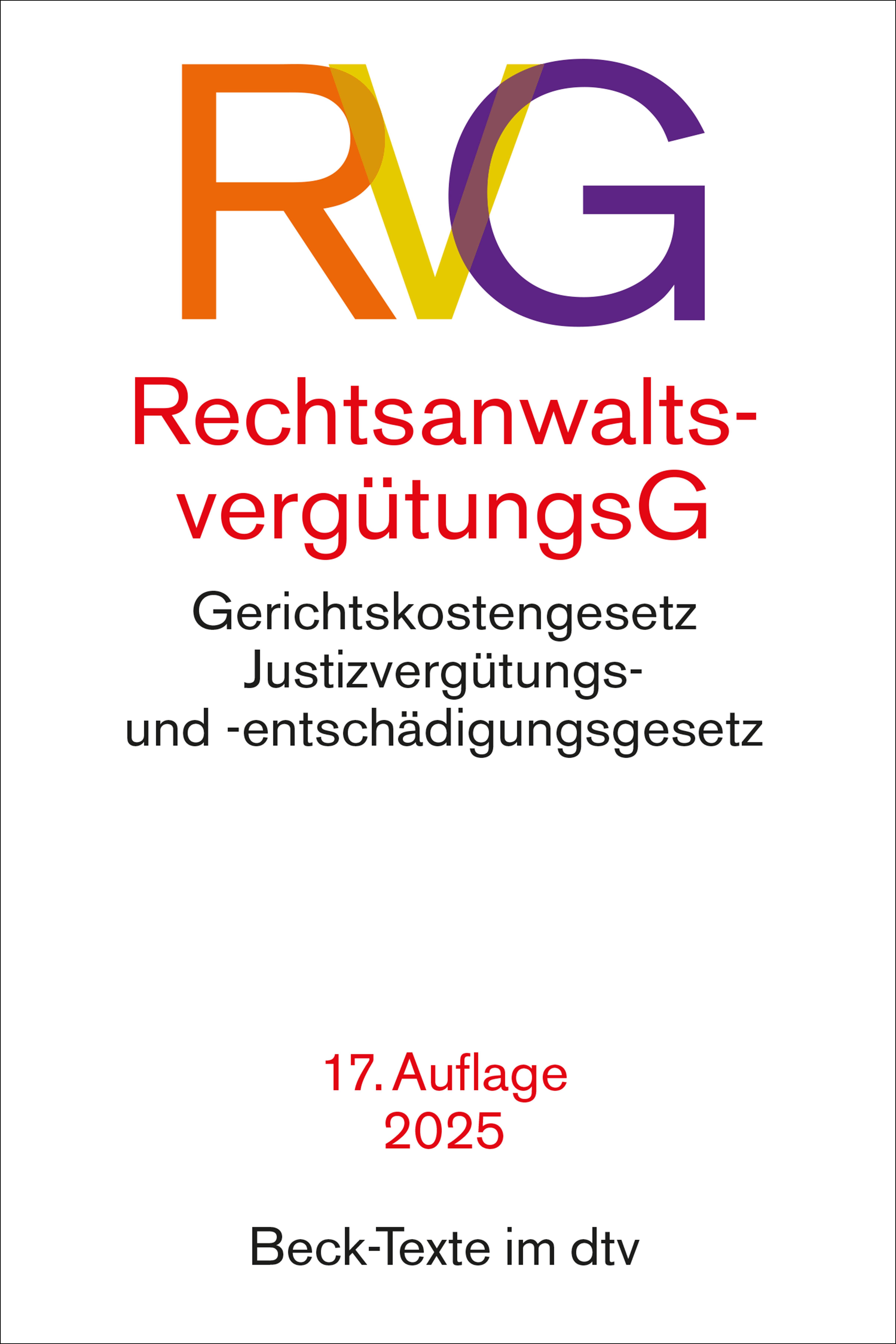 Vorderes Coverbild Rechtsanwaltsvergütungsgesetz. RVG