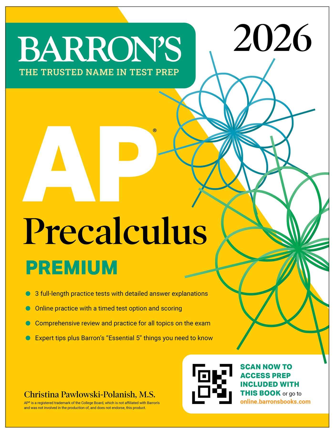 Vorderes Coverbild AP Precalculus Premium, 2026: Prep Book with 3 Practice Tests + Comprehensive Review + Online Practice