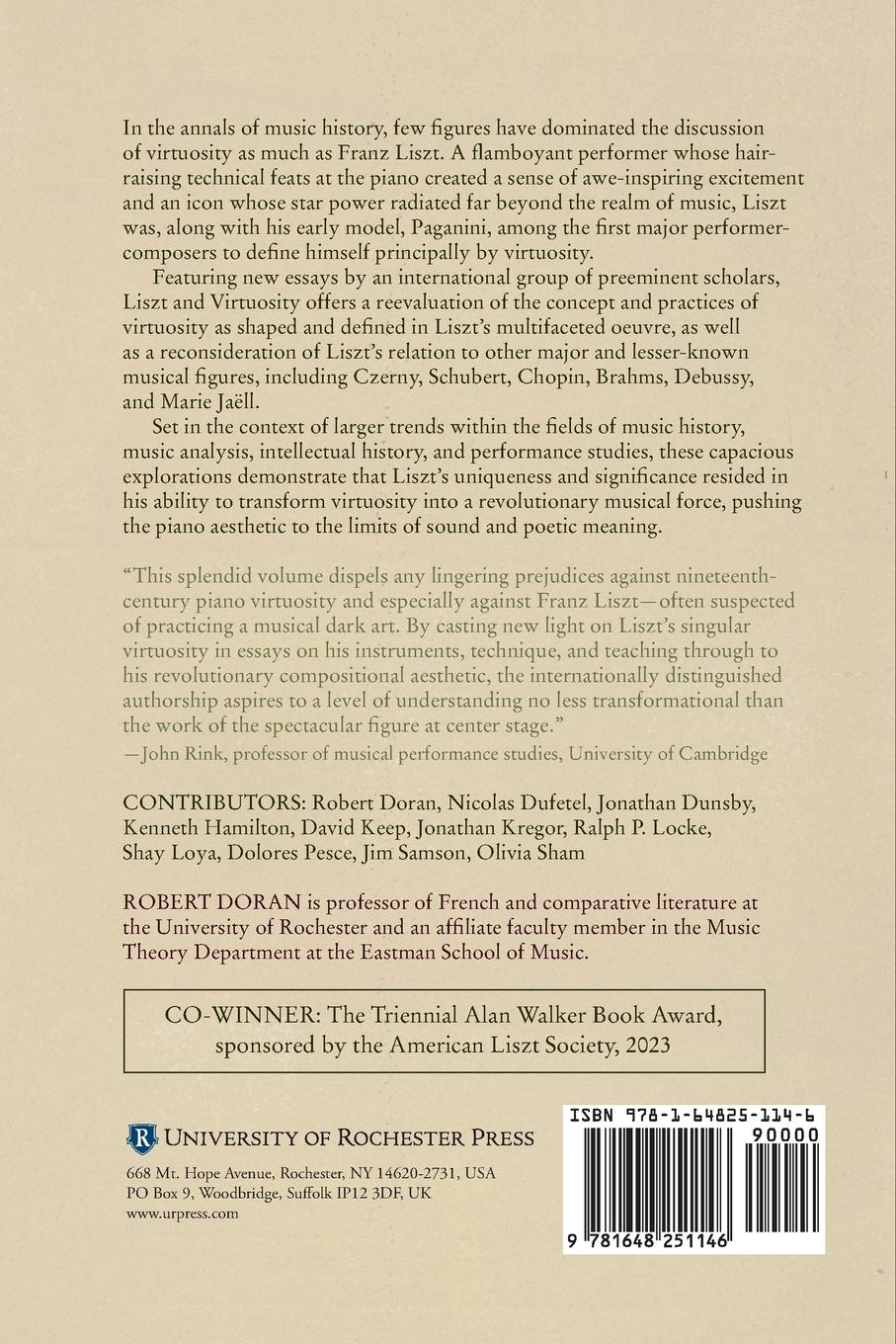 Rückseitencover Liszt and Virtuosity
