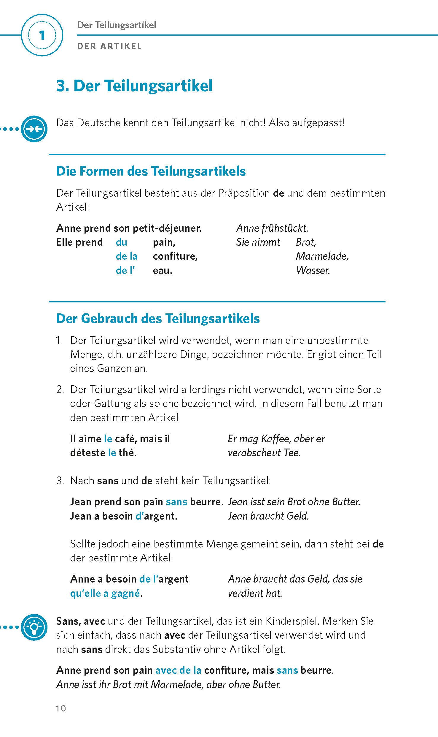 Beispielinhalt (Bild) PONS Grammatik kurz & bündig Französisch