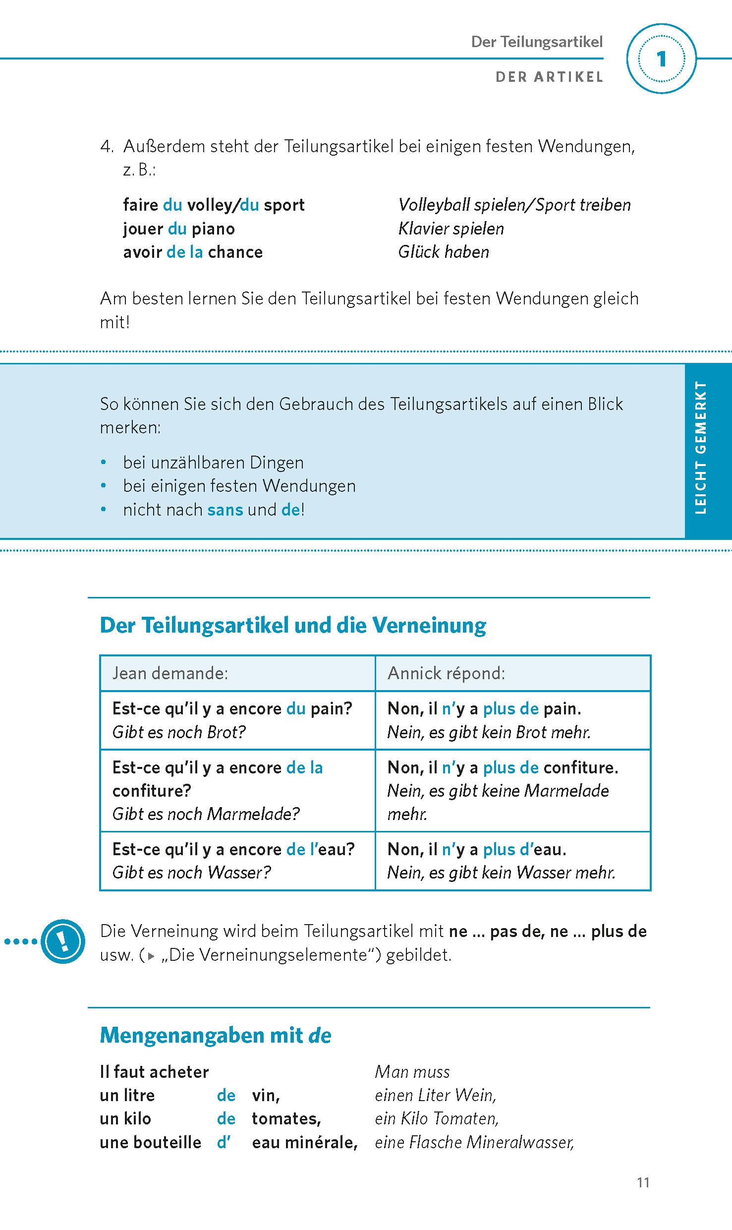 Beispielinhalt (Bild) PONS Grammatik kurz & bündig Französisch
