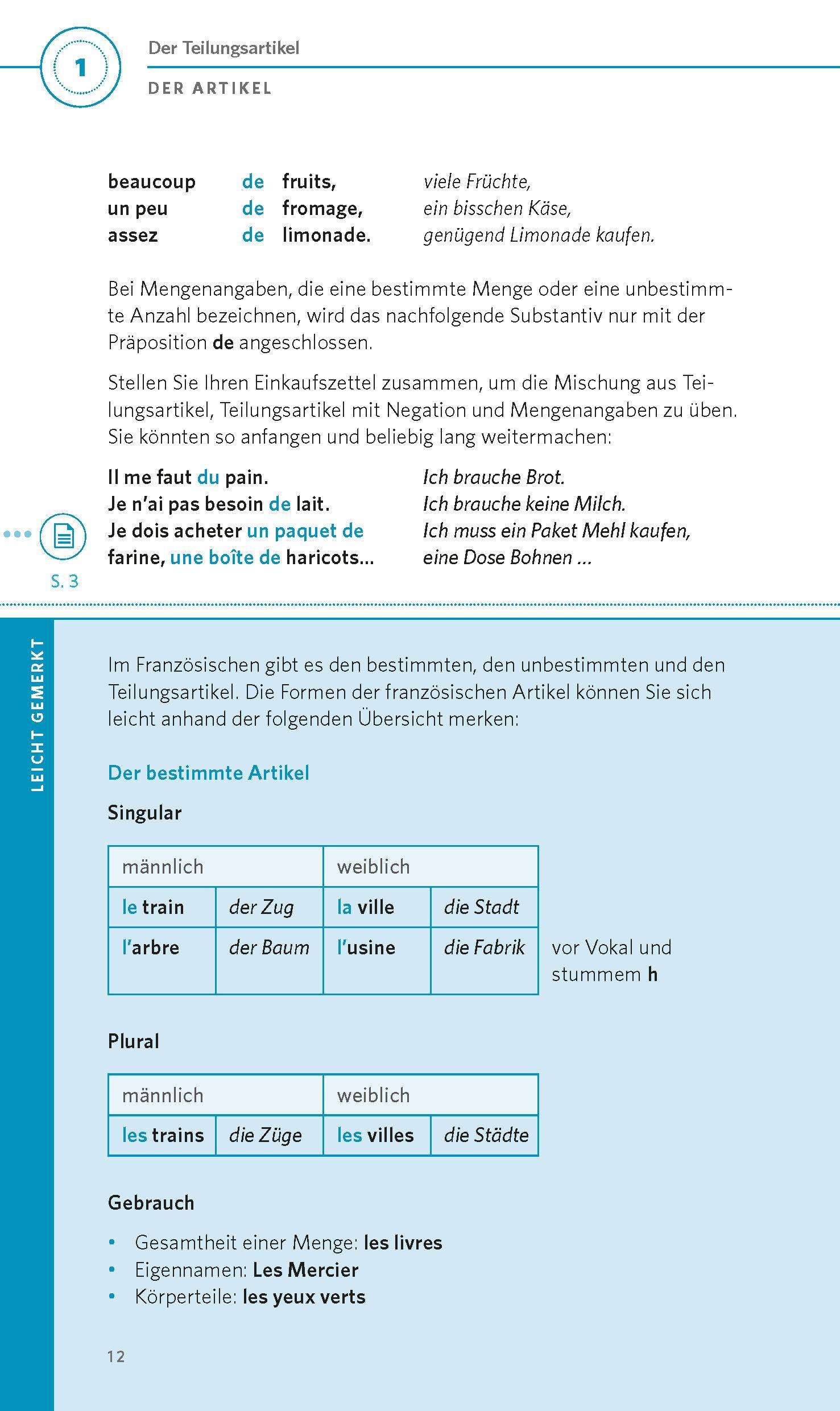 Beispielinhalt (Bild) PONS Grammatik kurz & bündig Französisch