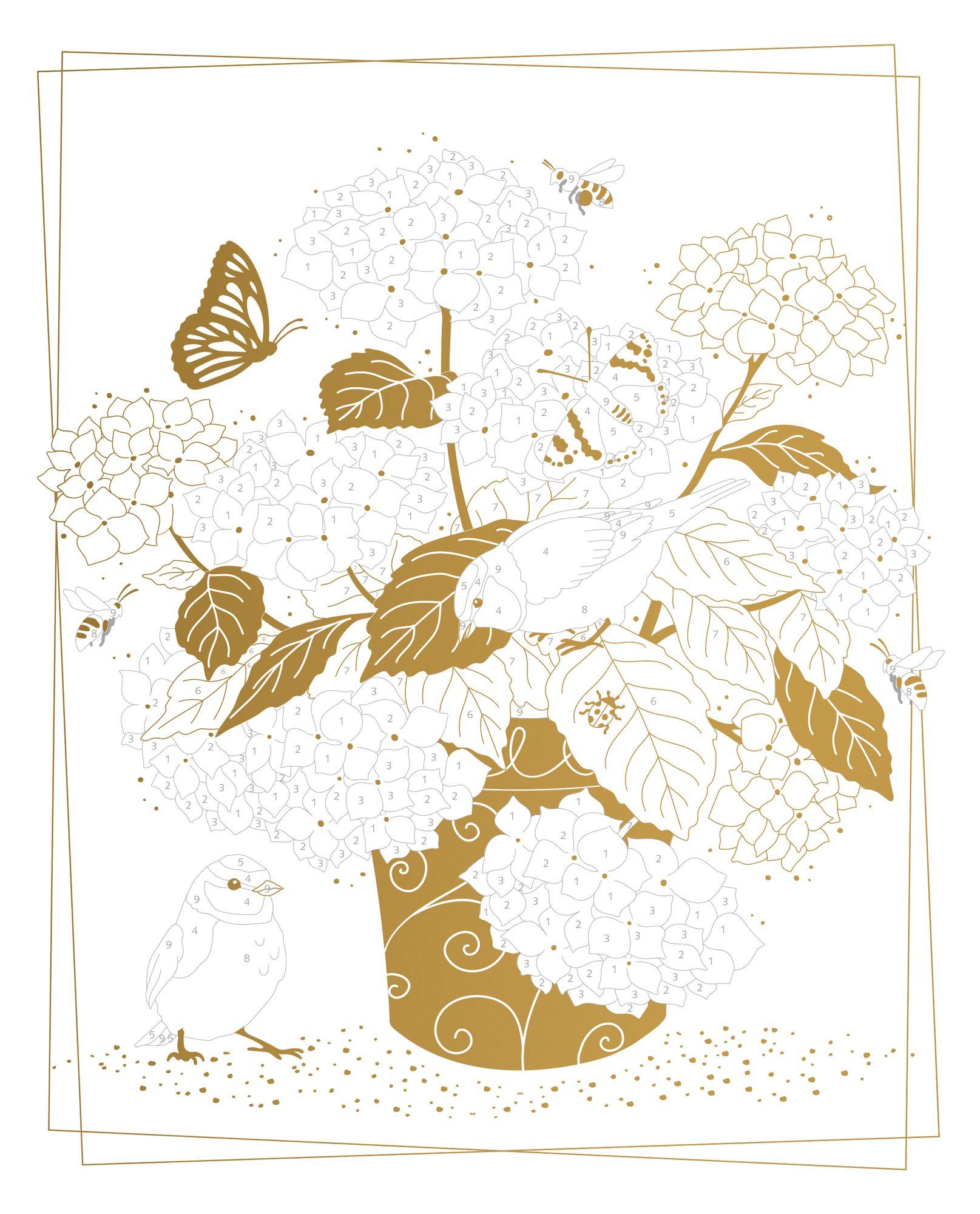 Beispielinhalt (Bild) Malen nach Zahlen. Blüten-Glück