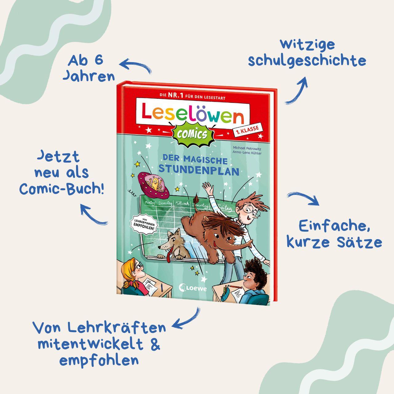 Beispielinhalt (Bild) Leselöwen Comics 1. Klasse - Der magische Stundenplan