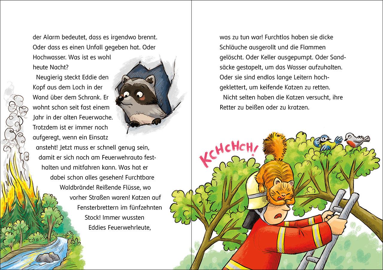 Beispielinhalt (Bild) Die Tier-Feuerwehr (Band 1) - Ein Waschbär greift ein