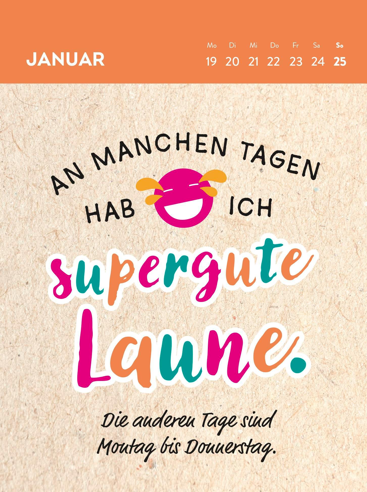 Beispielinhalt (Bild) Wochenkalender 2026: Emotional bin ich heute ganz nah am Mittelfinger gebaut