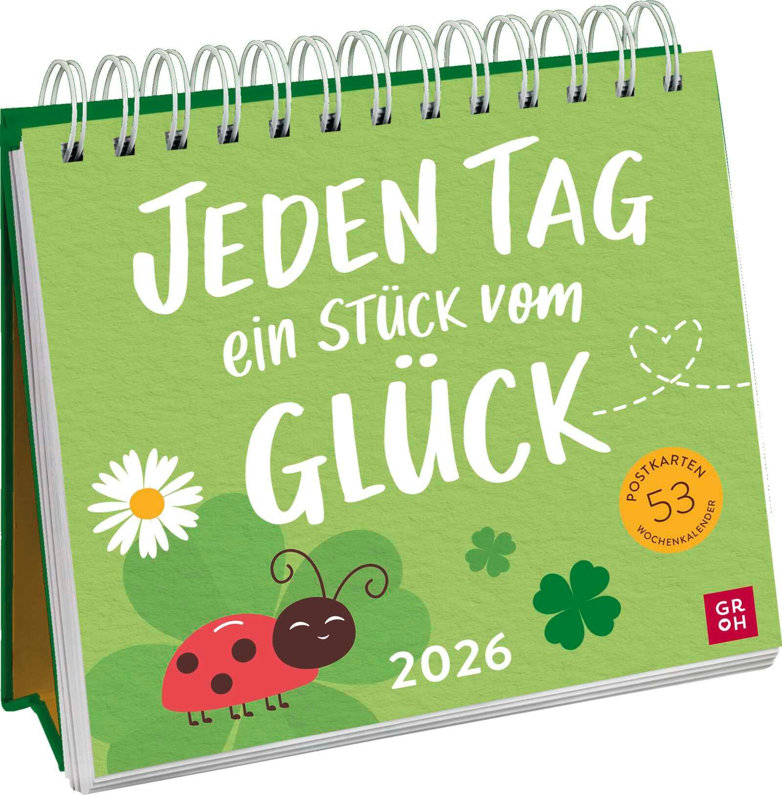 Vorderes Coverbild Postkartenkalender 2026: Jeden Tag ein Stück vom Glück