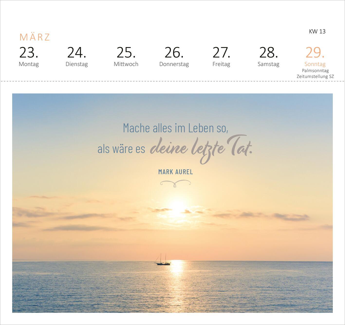 Beispielinhalt (Bild) Postkartenkalender 365 Tage Gelassenheit 2026