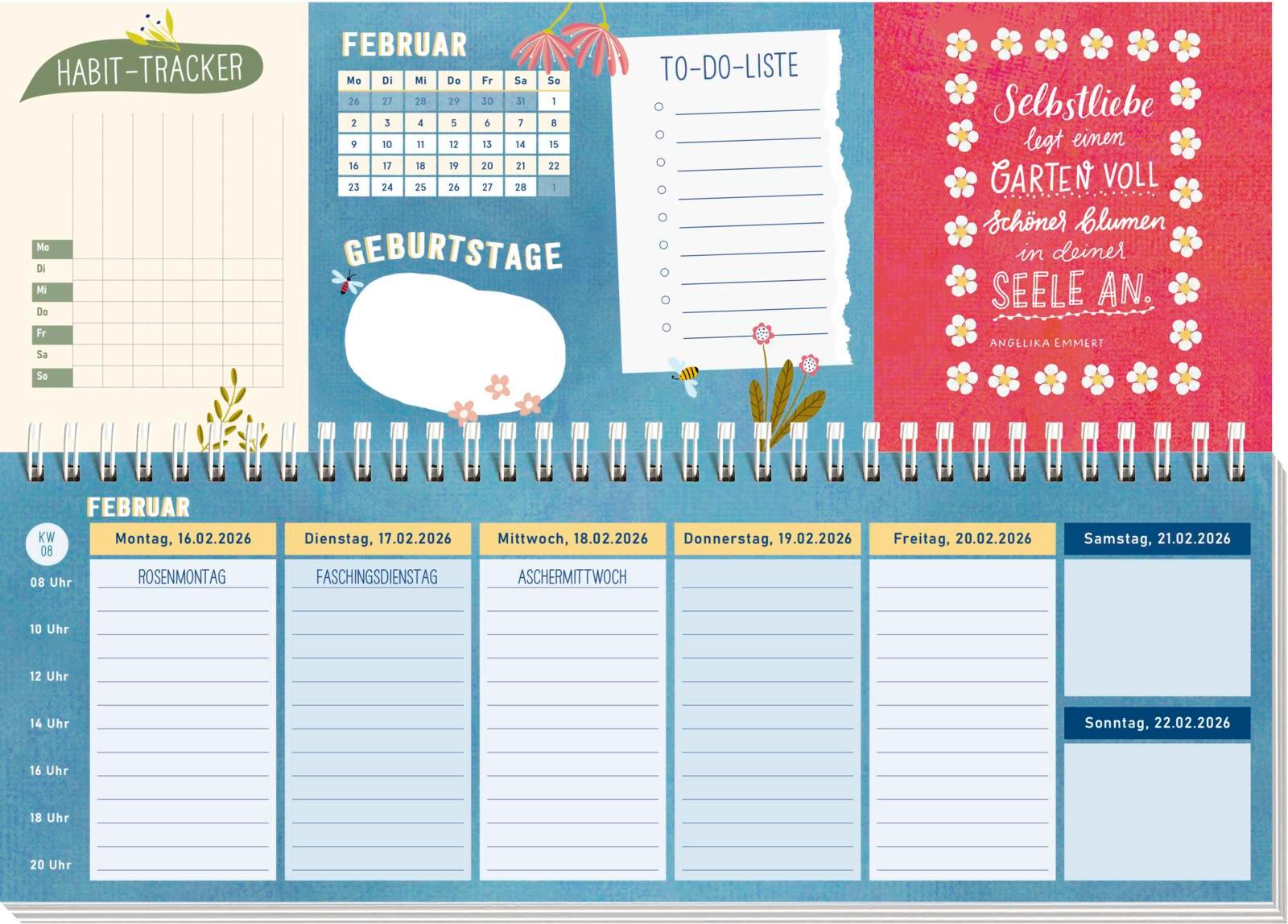 Beispielinhalt (Bild) Tischkalender 2026 quer: Lebe wild und voller Wunder