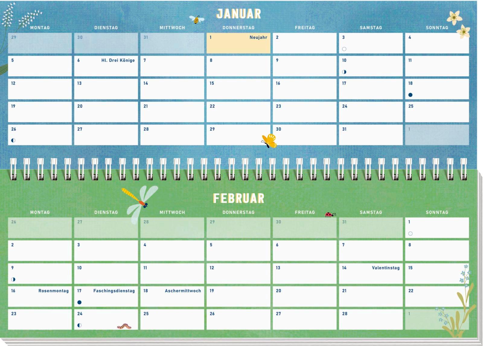 Beispielinhalt (Bild) Tischkalender 2026 quer: Lebe wild und voller Wunder
