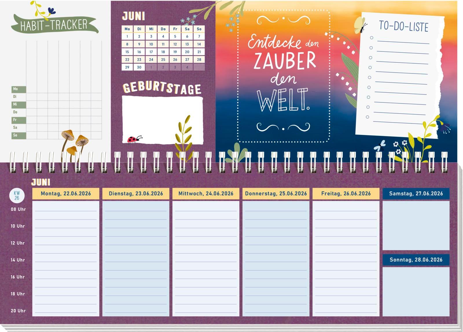 Beispielinhalt (Bild) Tischkalender 2026 quer: Lebe wild und voller Wunder