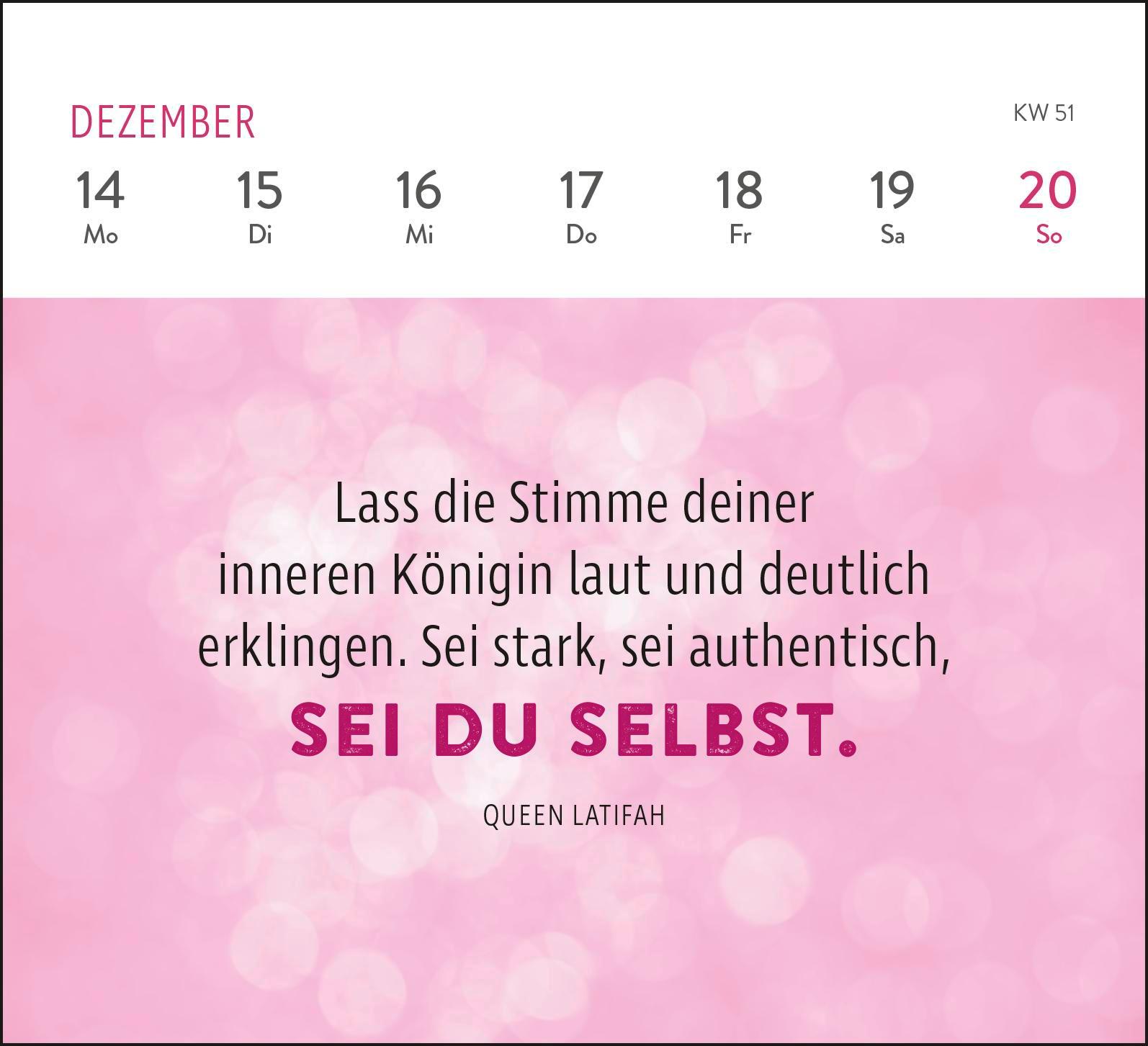 Beispielinhalt (Bild) Mini-Wochenkalender 2026: Die tollsten Frauen sind nicht perfekt, sie sind echt