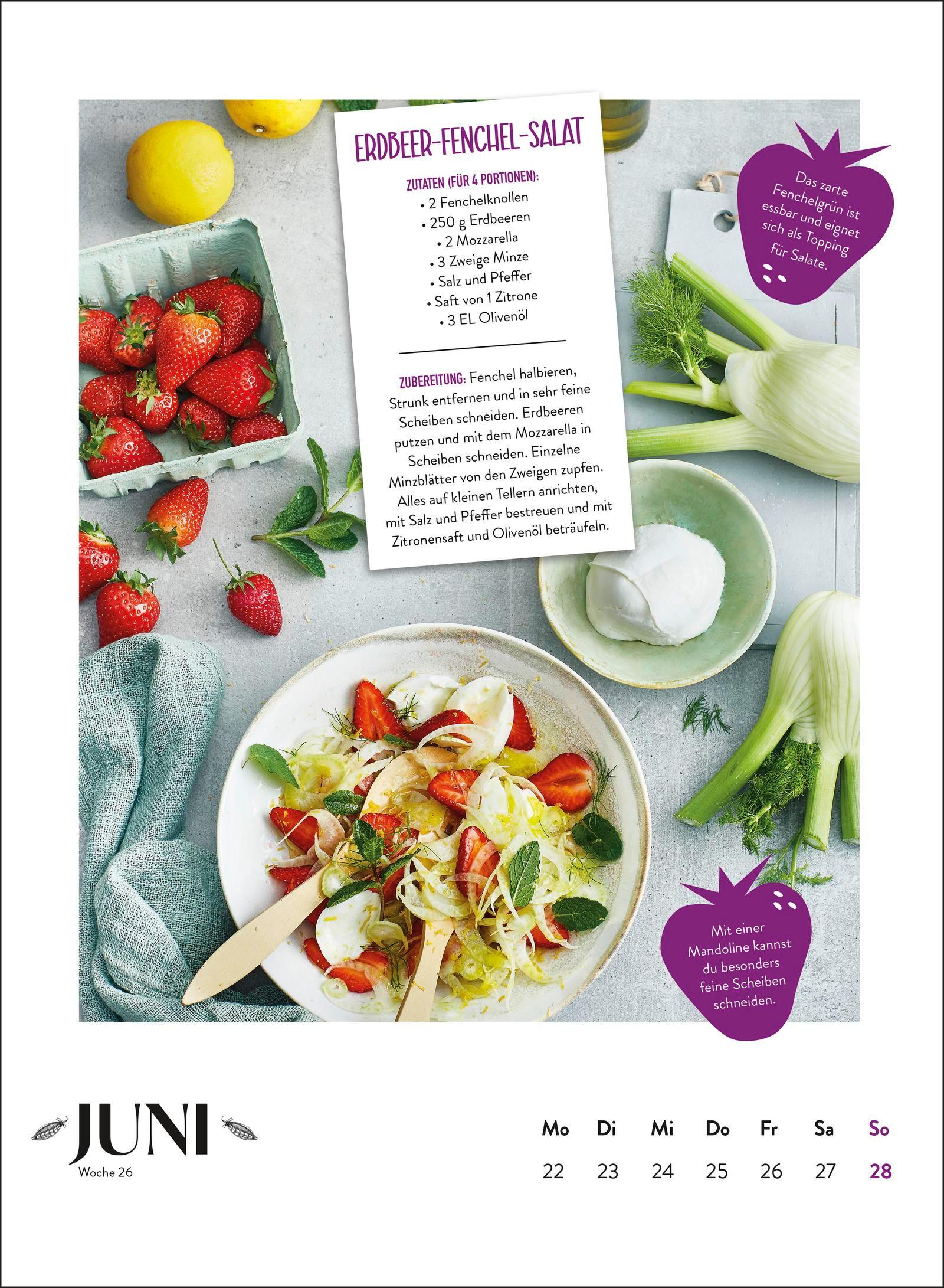 Beispielinhalt (Bild) Wochenkalender 2026: Obst und Gemüse haben immer Saison