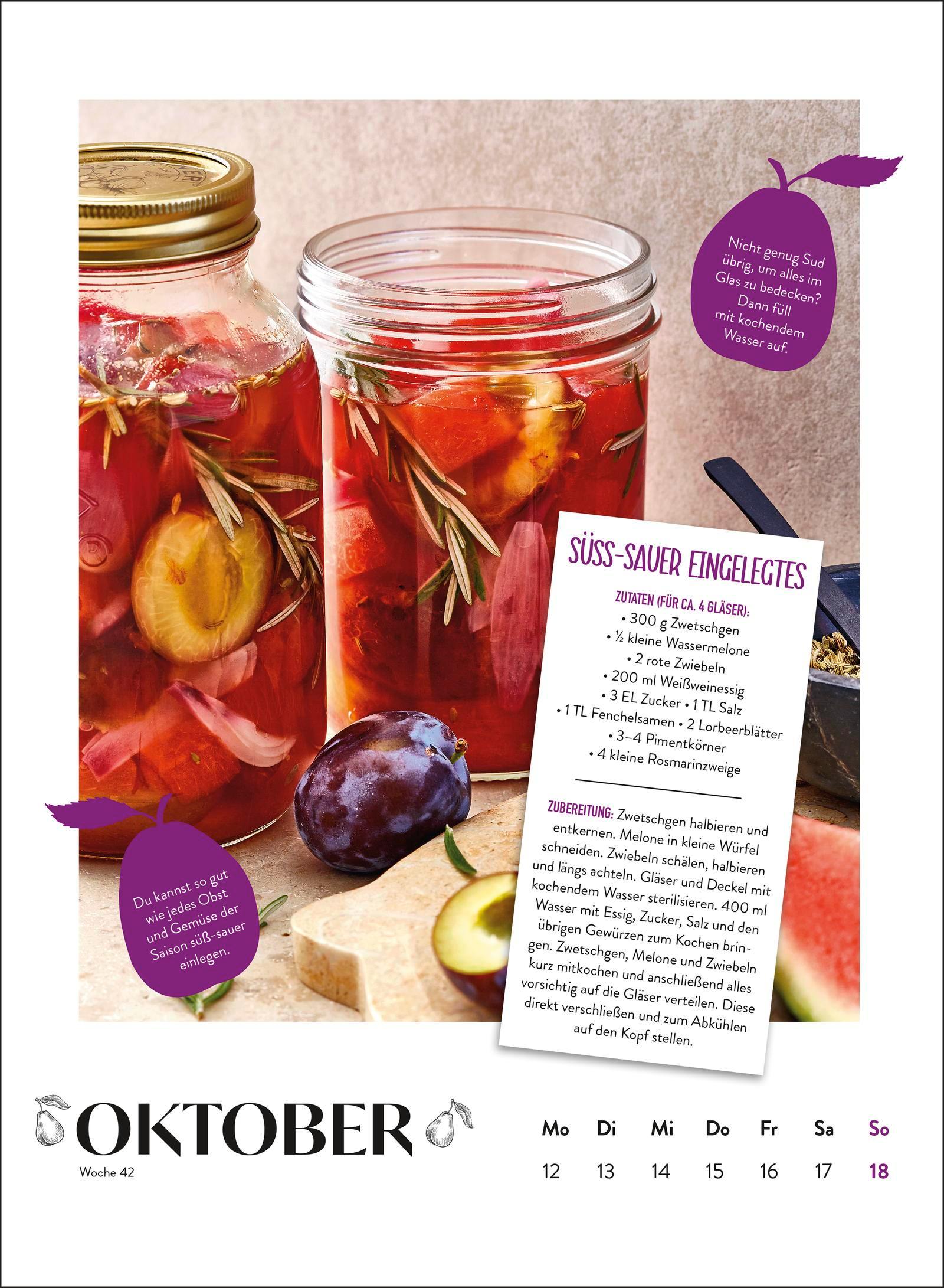 Beispielinhalt (Bild) Wochenkalender 2026: Obst und Gemüse haben immer Saison