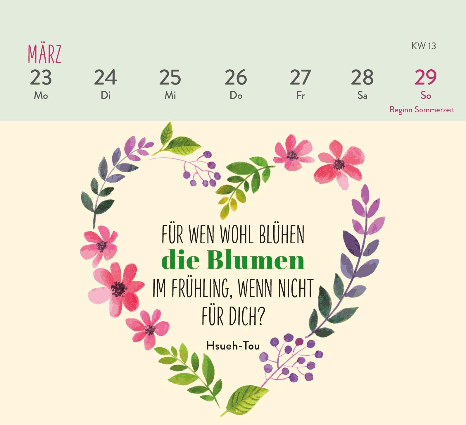 Beispielinhalt (Bild) Mini-Wochenkalender 2026: Herzenswünsche für dich