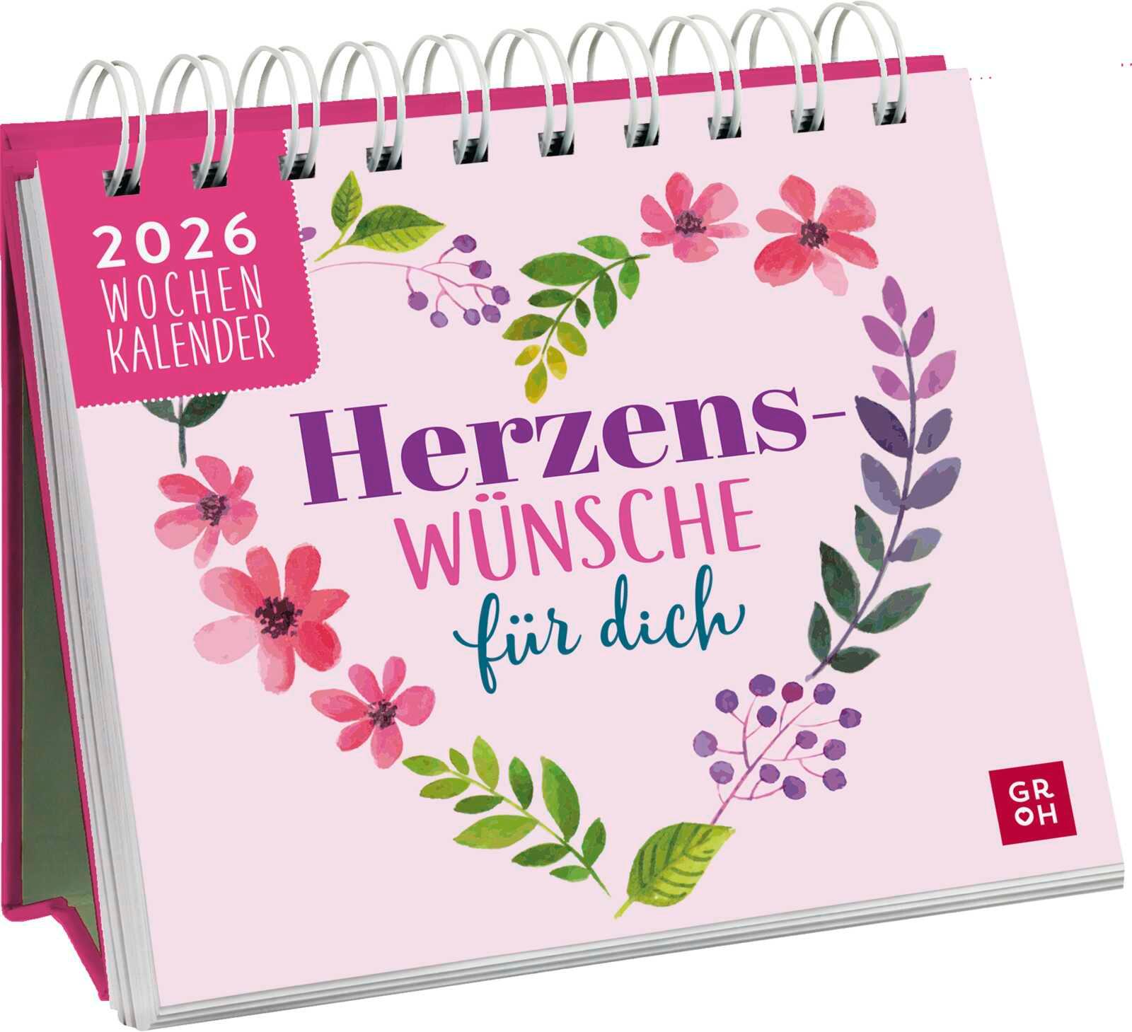 Vorderes Coverbild Mini-Wochenkalender 2026: Herzenswünsche für dich