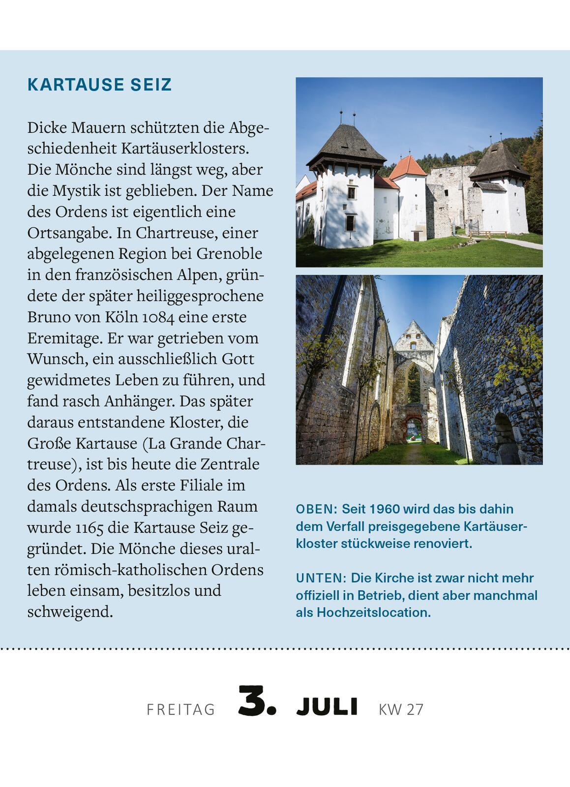 Beispielinhalt (Bild) Abreißkalender Lost Places 2026