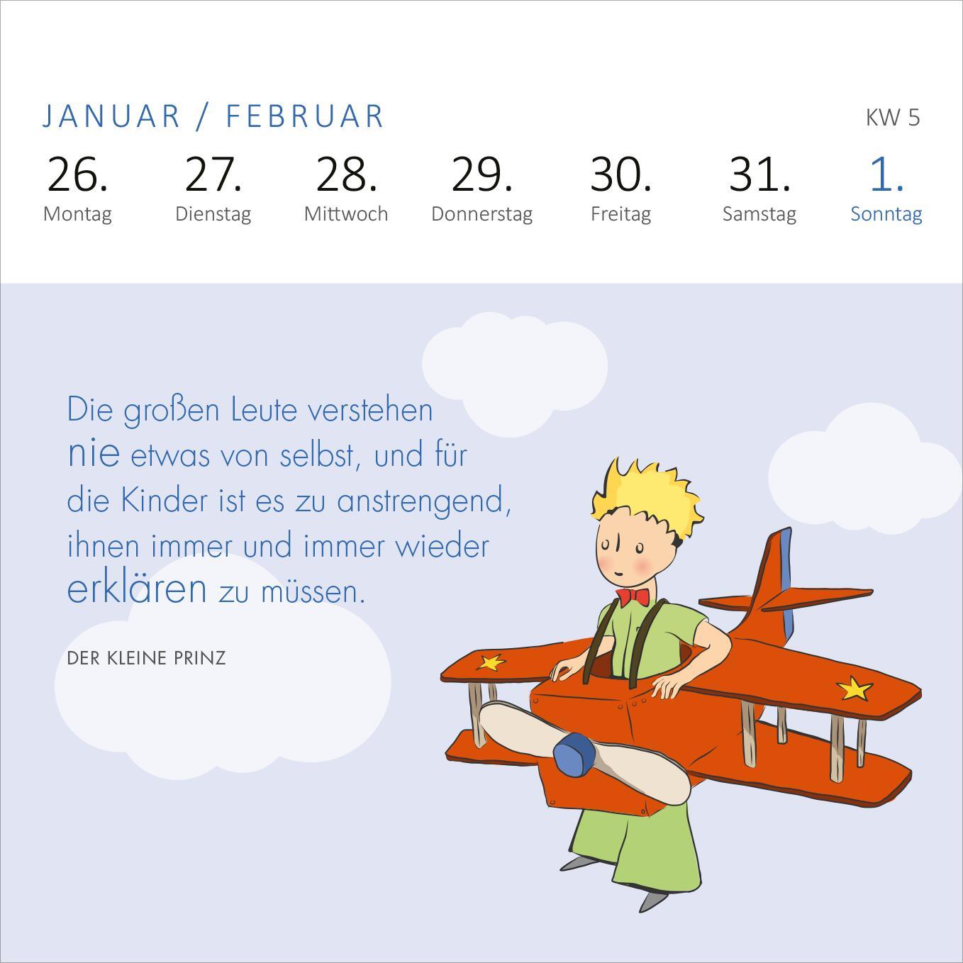 Beispielinhalt (Bild) Mini-Wochenkalender Man sieht nur mit dem Herzen gut ... 2026