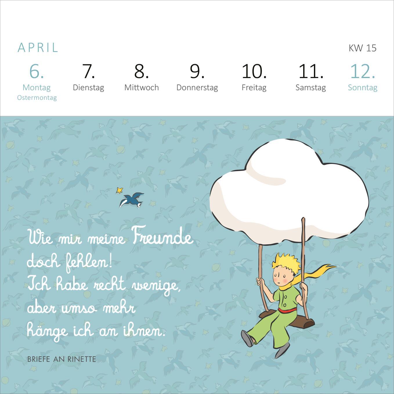 Beispielinhalt (Bild) Mini-Wochenkalender Man sieht nur mit dem Herzen gut ... 2026