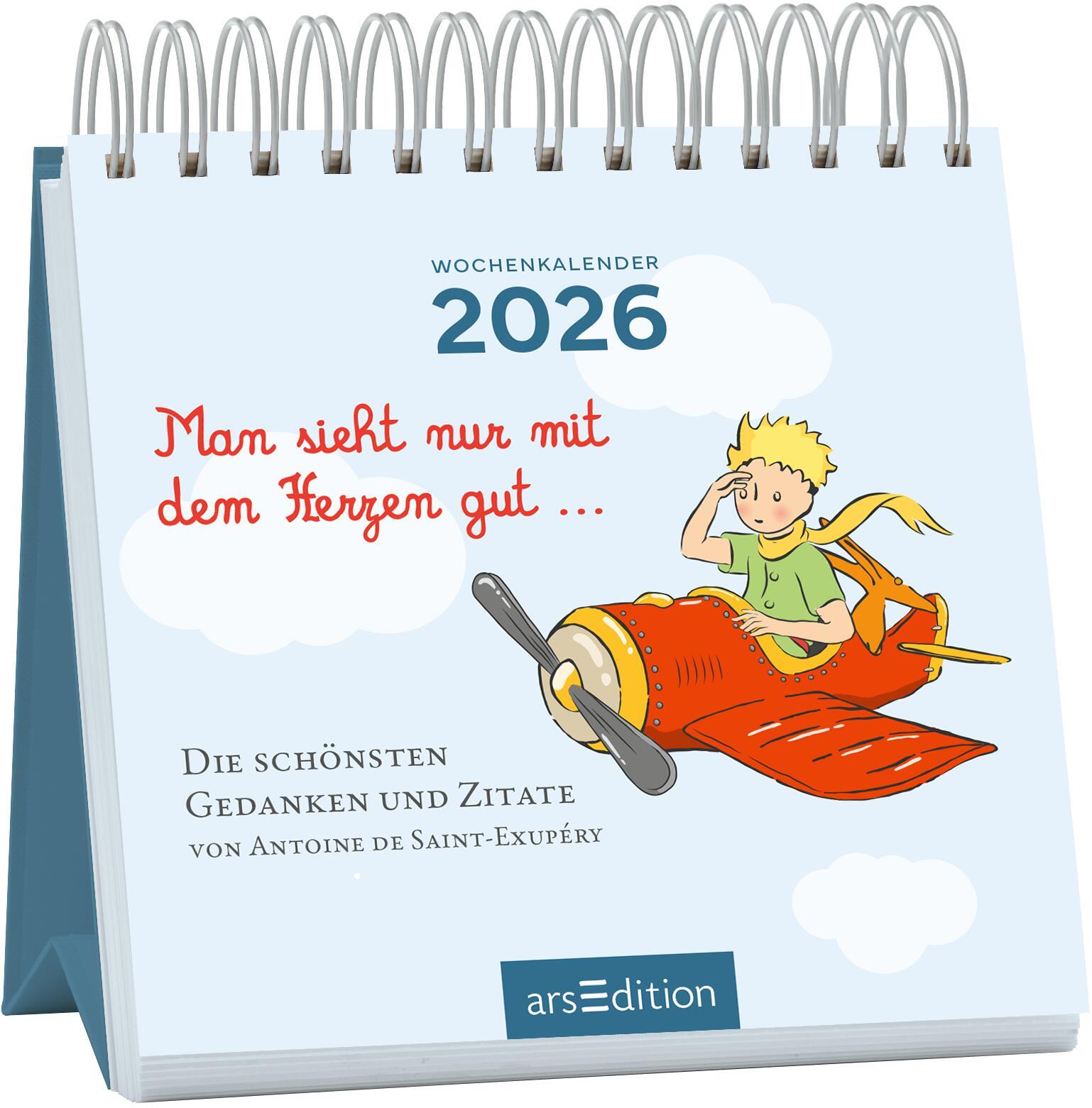 Vorderes Coverbild Mini-Wochenkalender Man sieht nur mit dem Herzen gut ... 2026